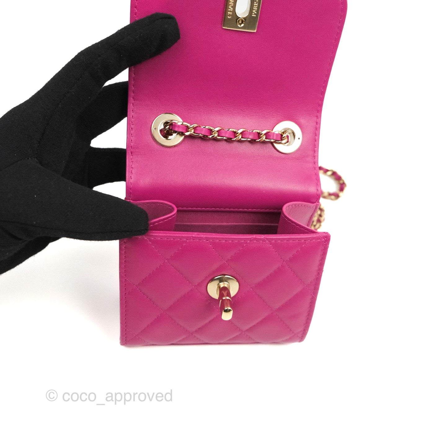 Chanel Mini Quilted Trendy CC Clutch With Chain Plum Lambskin Gold Hardware