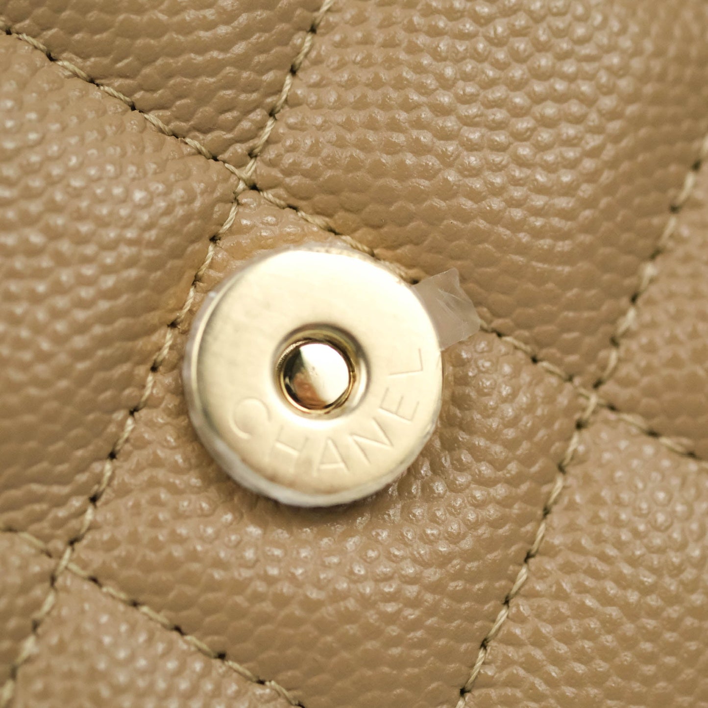 Chanel Classic Flap Phone Holder With Chain Dark Beige Caviar Gold Hardware 22A