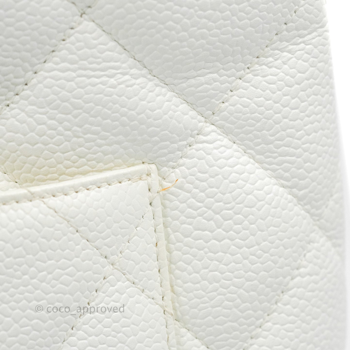 Chanel Vintage Medallion CC White Caviar Tote Bag Gold Hardware
