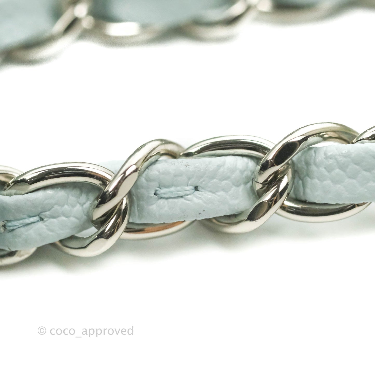 Chanel Quilted Classic M/L Medium Flap Light Blue Caviar Silver Hardware