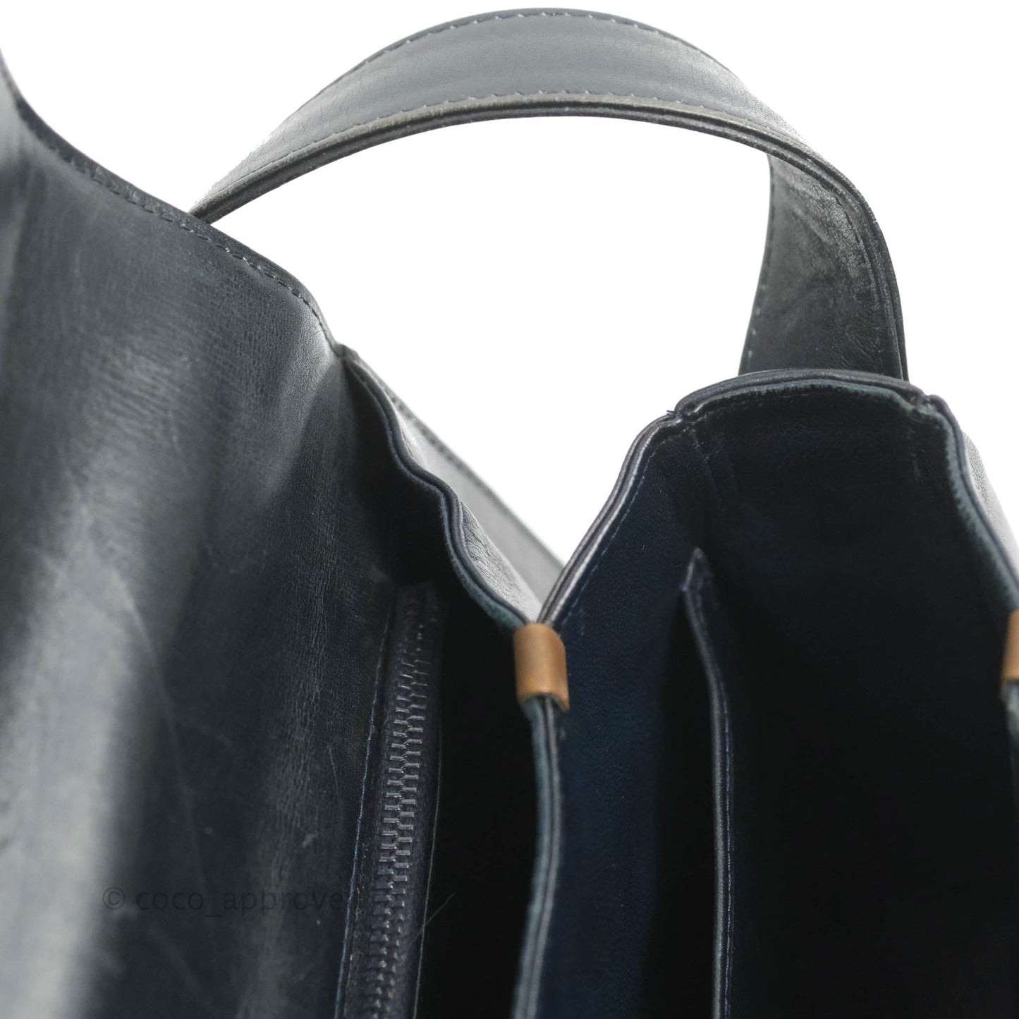Celine Macadam Horse Carriage Bag Navy Gold Hardware