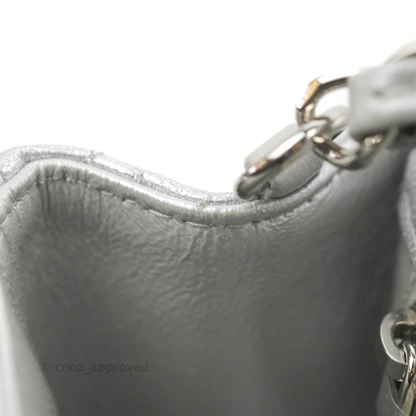 Chanel Quilted Mini Rectangular Silver Lambskin Silver Hardware
