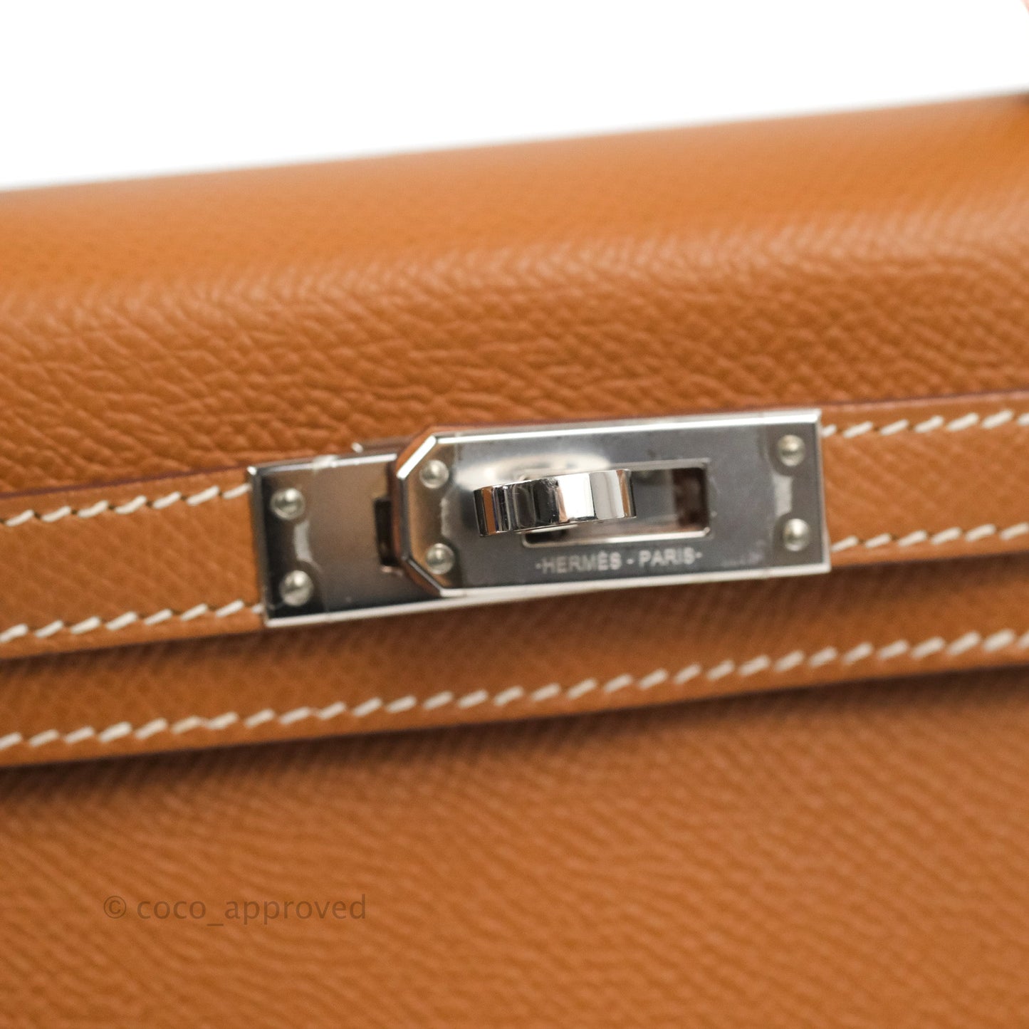 Hermès Mini Kelly II Sellier Gold Epsom Palladium Hardware