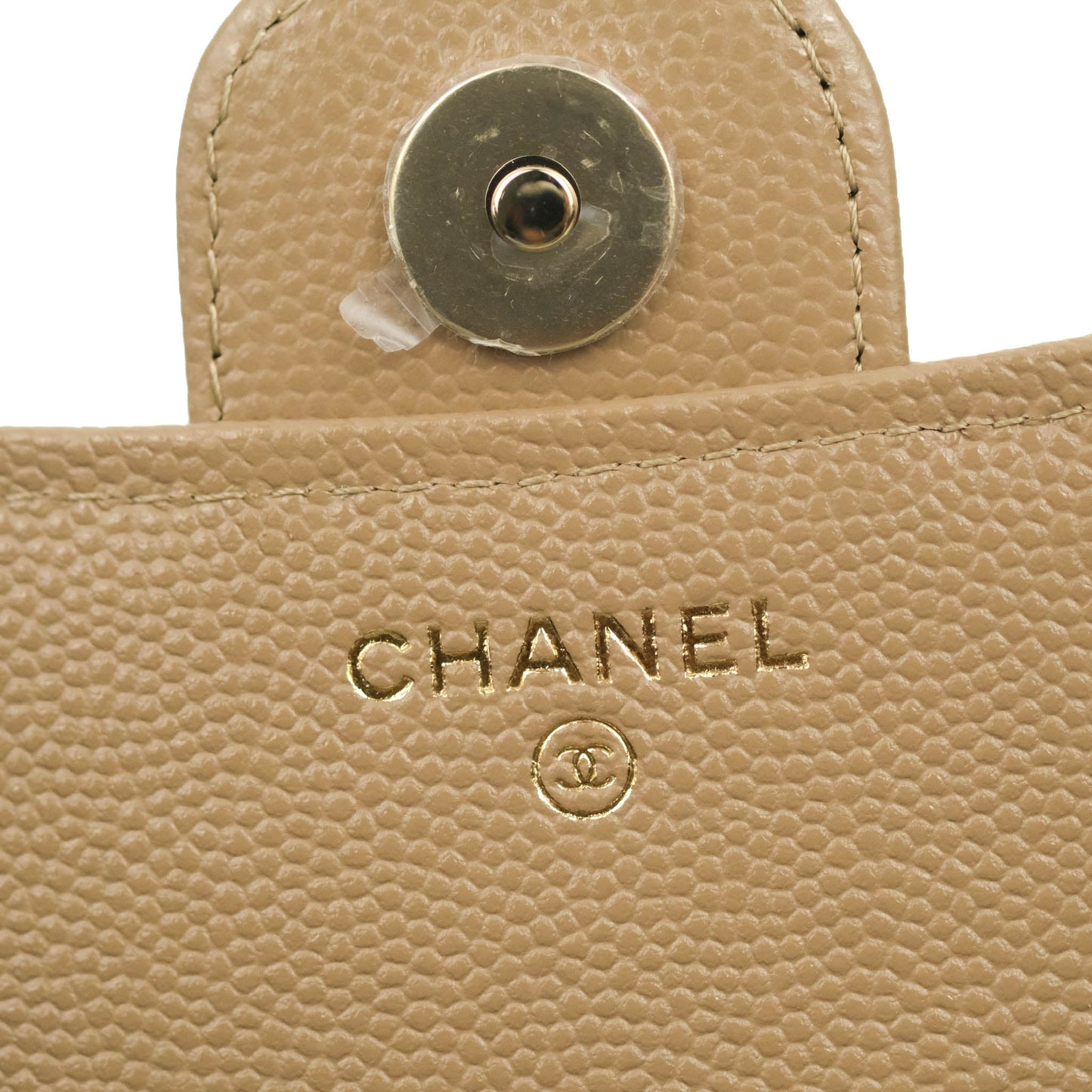 Chanel Classic Flap Phone Holder With Chain Dark Beige Caviar Gold Hardware 22A