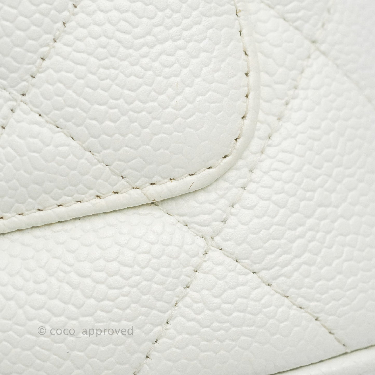 Chanel Vintage Medallion CC White Caviar Tote Bag Gold Hardware