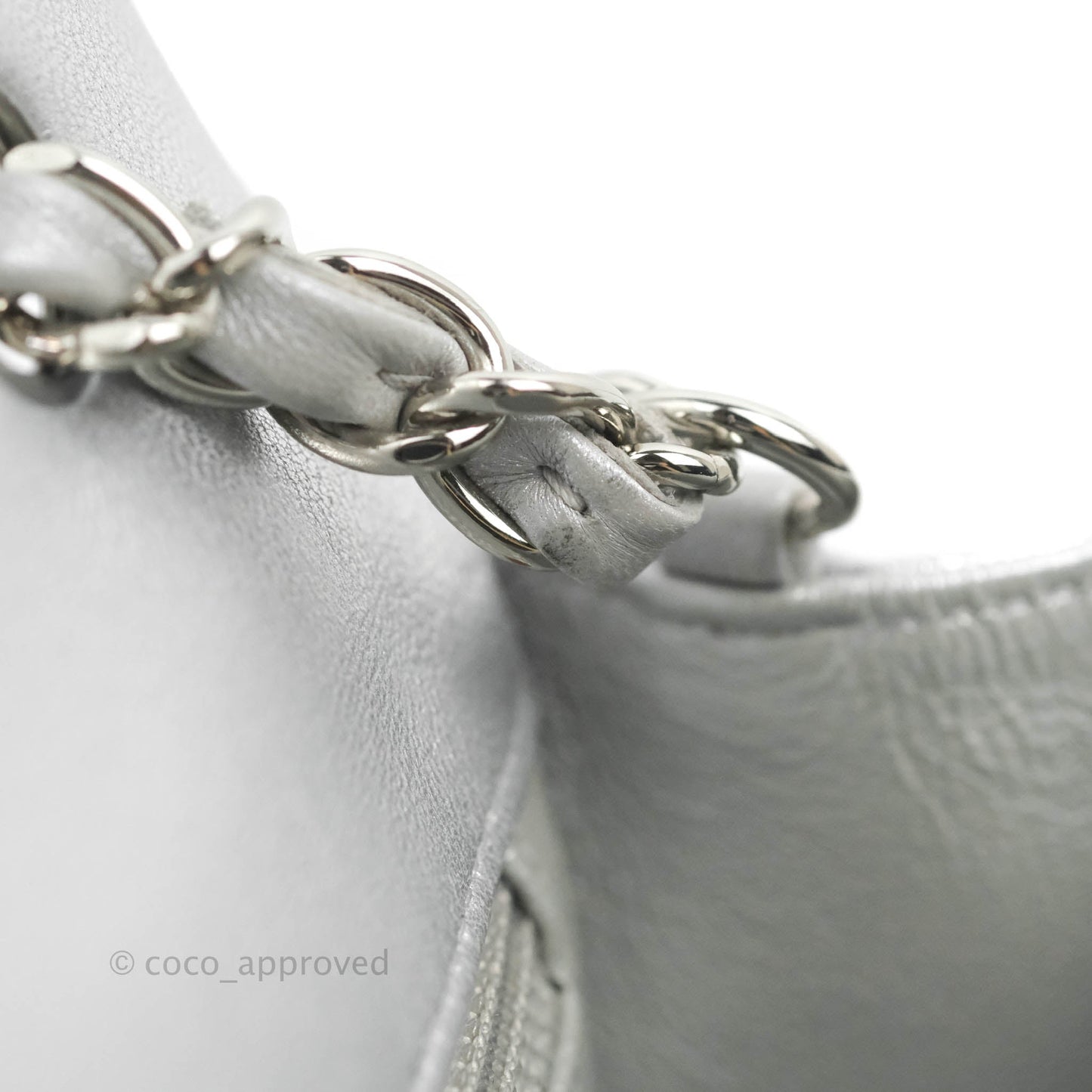 Chanel Quilted Mini Rectangular Silver Lambskin Silver Hardware