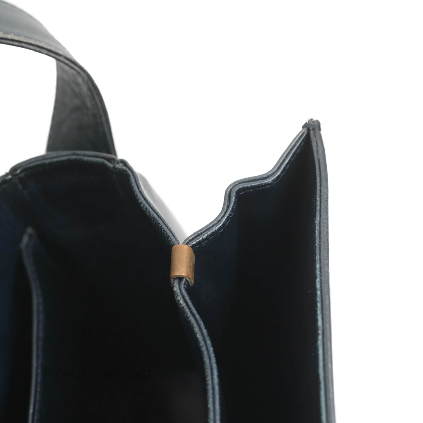 Celine Macadam Horse Carriage Bag Navy Gold Hardware