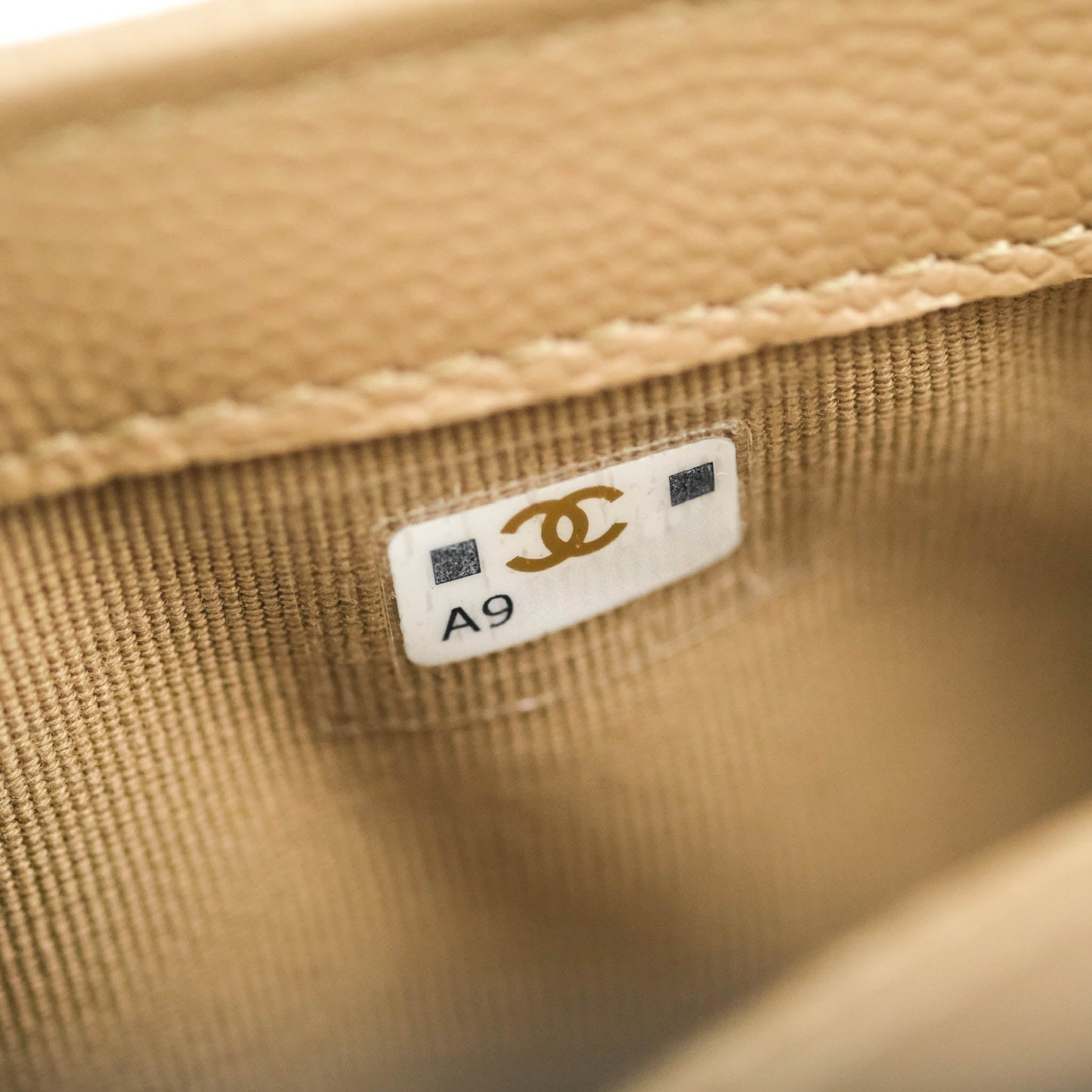 Chanel Classic Flap Phone Holder With Chain Dark Beige Caviar Gold Hardware 22A