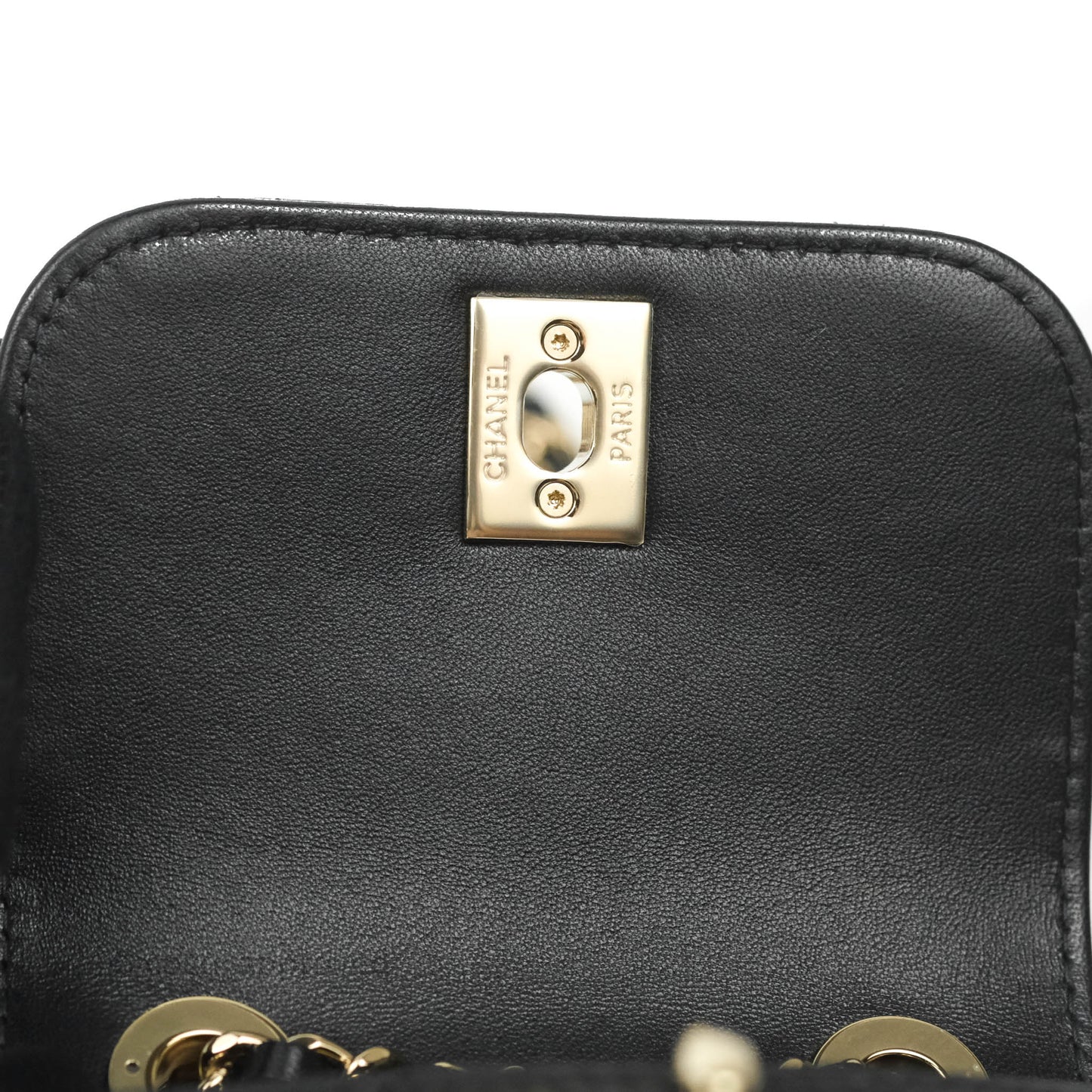 Chanel Mini Quilted Trendy CC Clutch With Chain Black Lambskin Gold Hardware