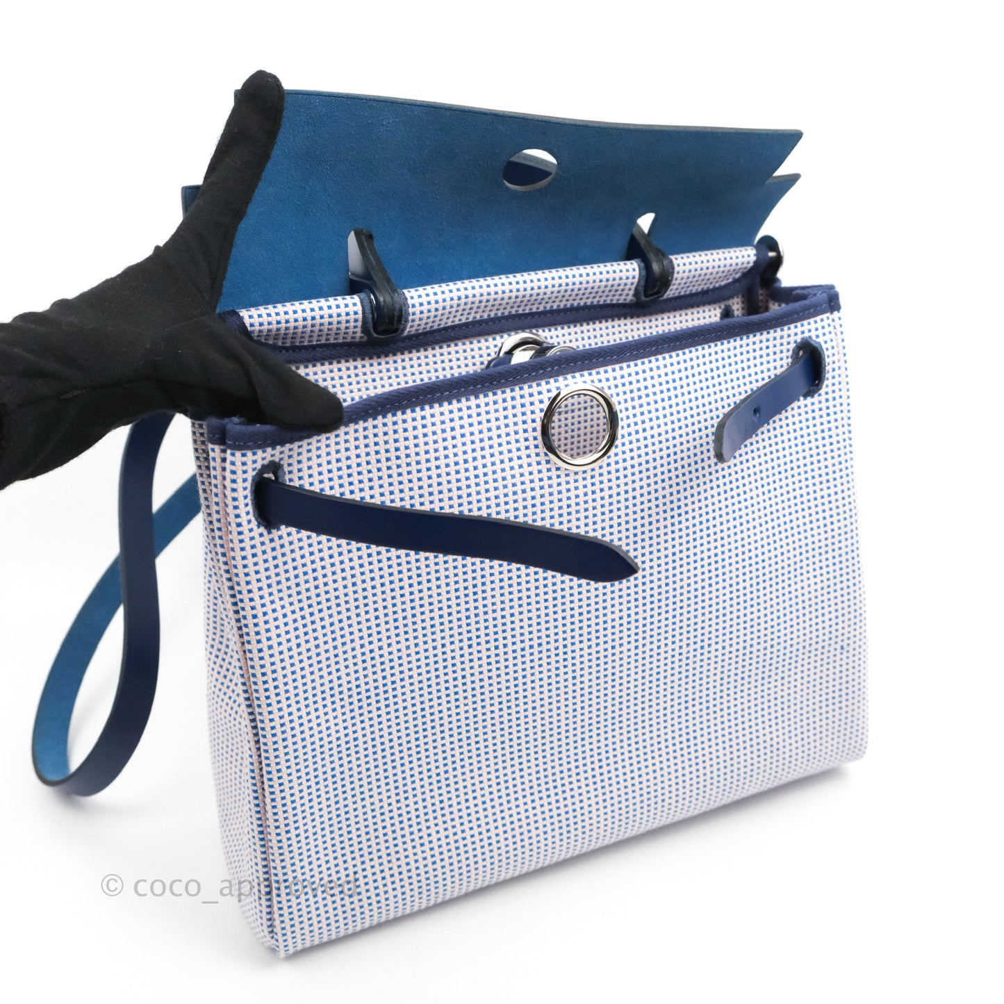 Hermès Herbag Retourne Zip 31 Quadrille Viking Ecru Mauve Bleu Bill/ Saphir Palladium Hardware