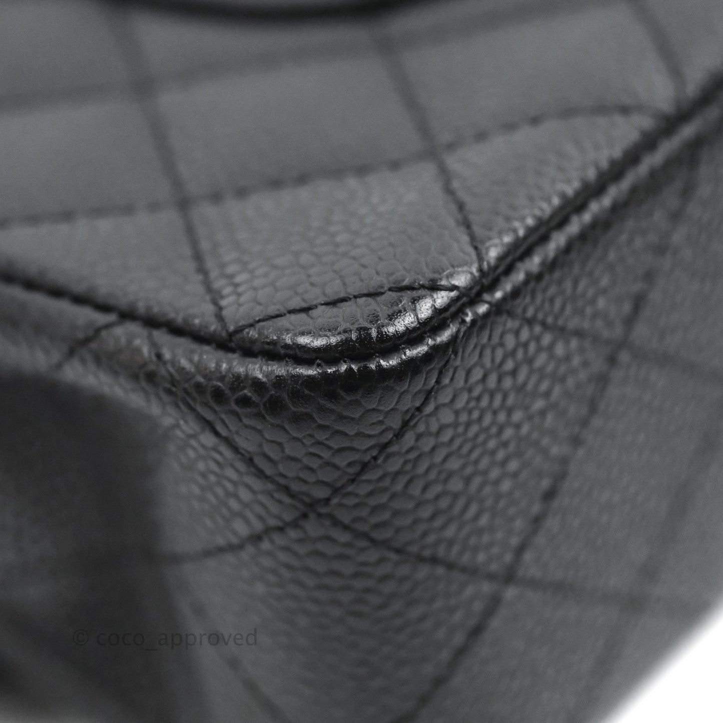 Chanel Quilted Classic M/L Medium Flap Black Caviar Gold Hardware