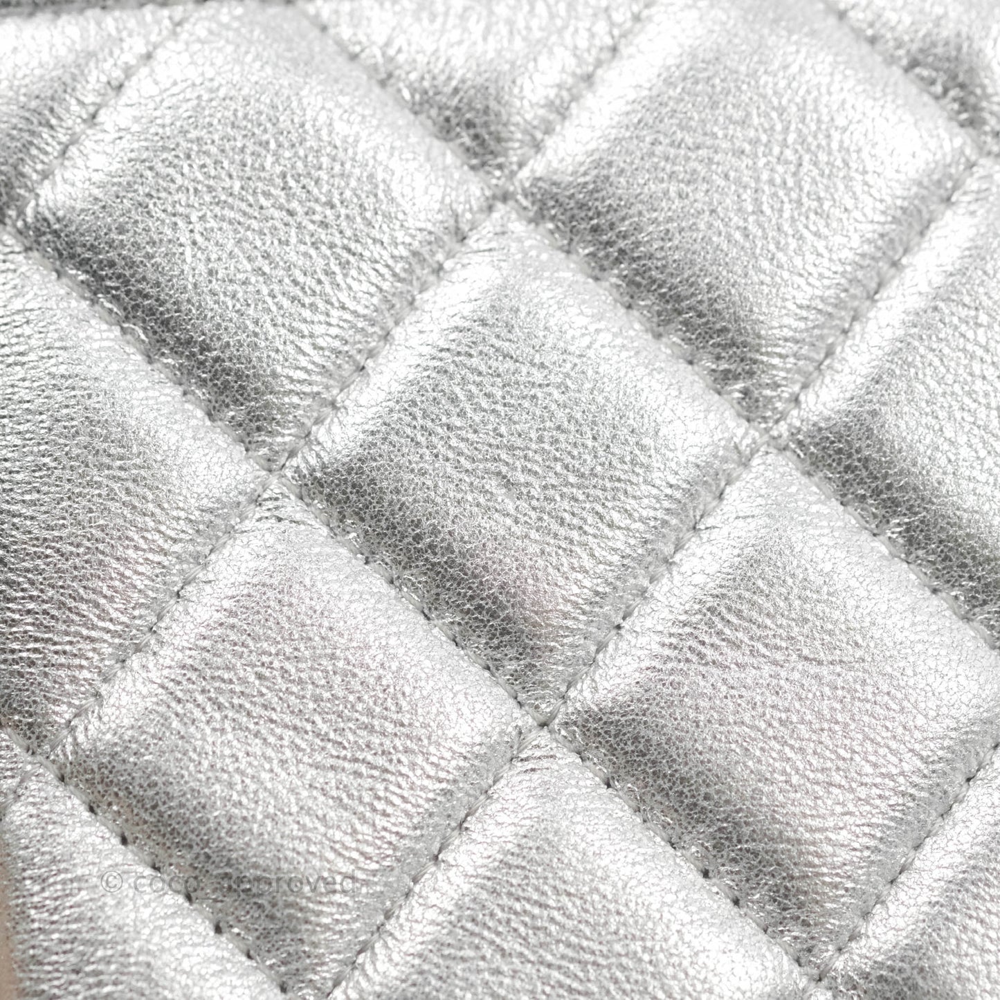 Chanel Quilted Mini Rectangular Silver Lambskin Silver Hardware