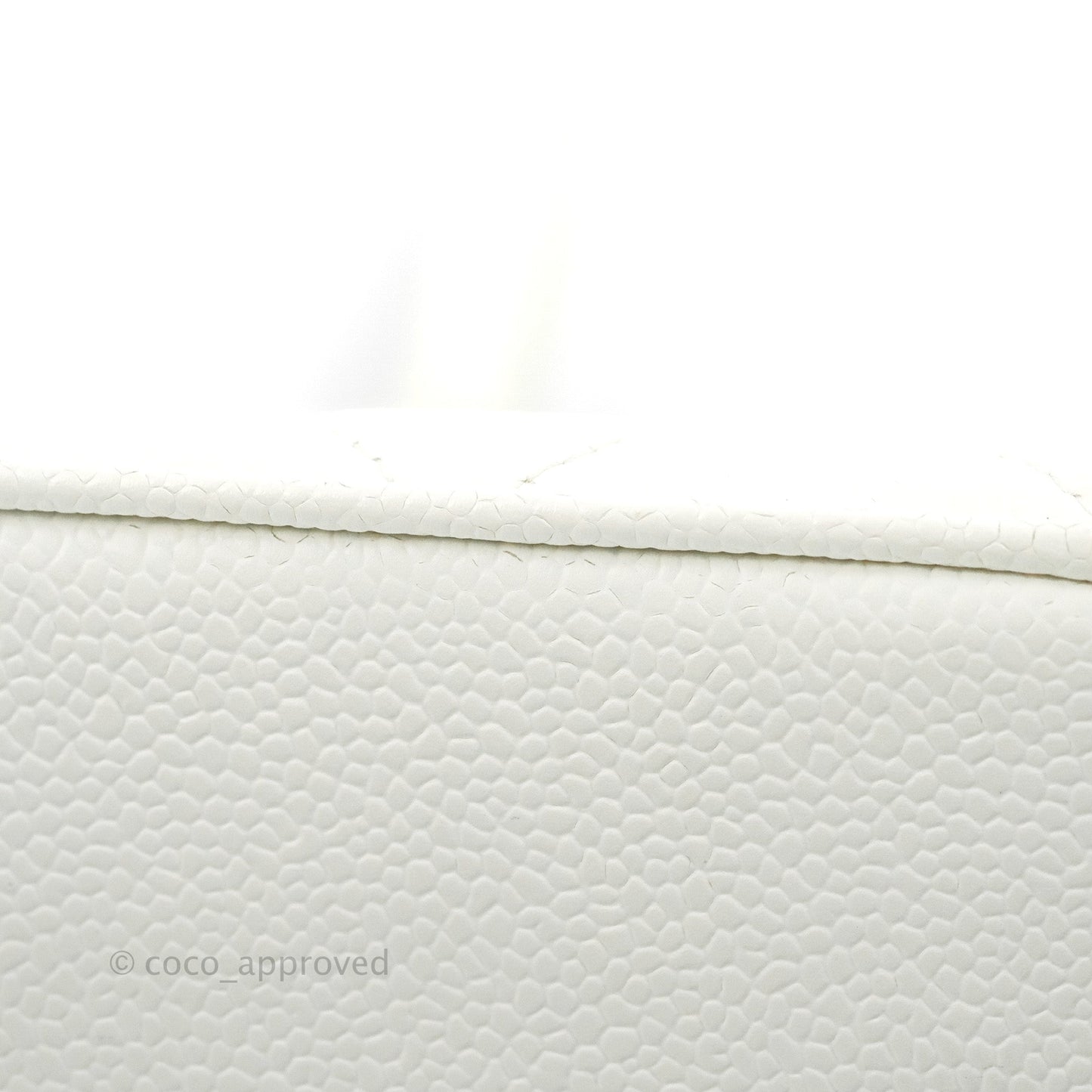 Chanel Vintage Medallion CC White Caviar Tote Bag Gold Hardware