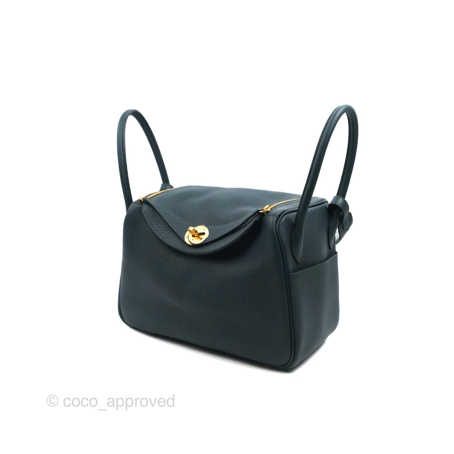 Hermès Lindy 26 Vert Cypress Clemence Gold Hardware