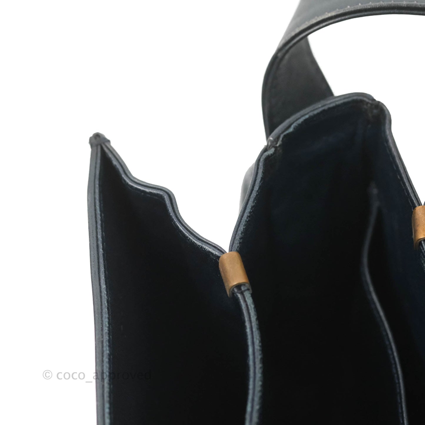 Celine Macadam Horse Carriage Bag Navy Gold Hardware