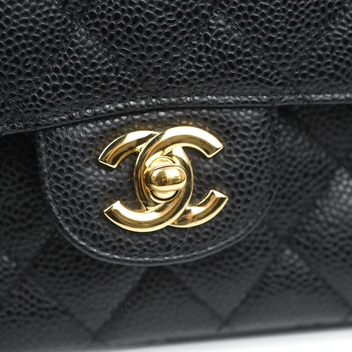 Chanel Quilted Classic M/L Medium Flap Black Caviar Gold Hardware
