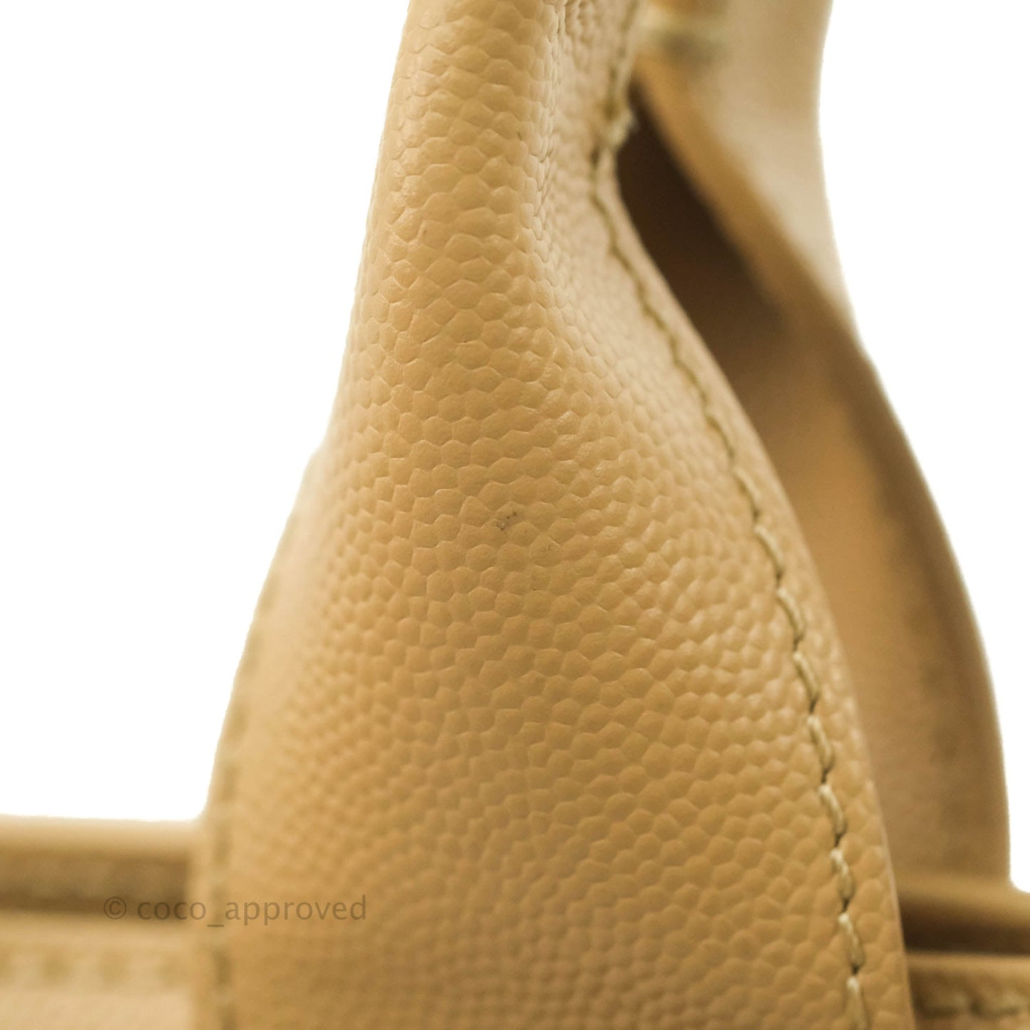 Chanel Small Studded Deauville Tote Beige Caviar Silver Hardware