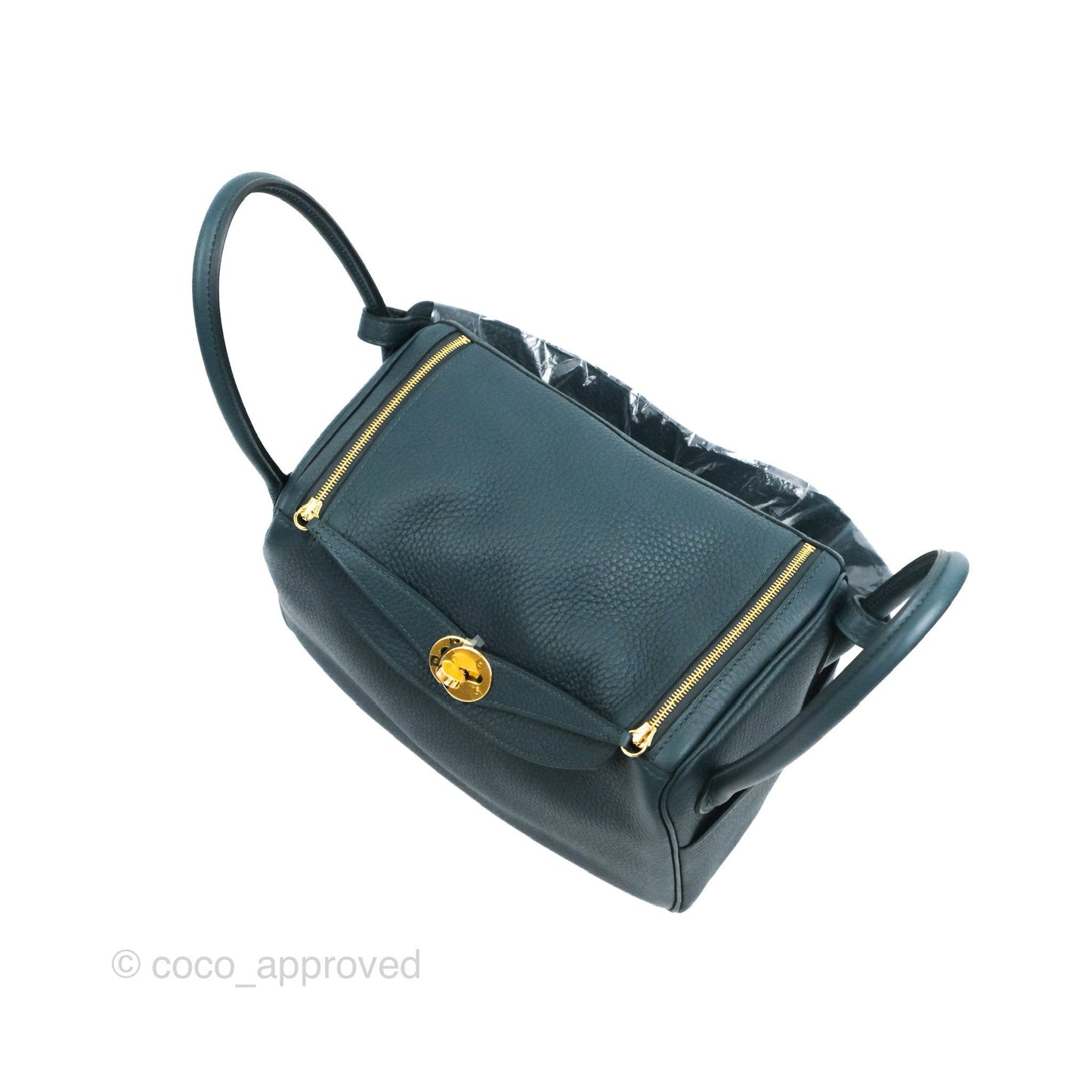 Hermès Lindy 26 Vert Cypress Clemence Gold Hardware
