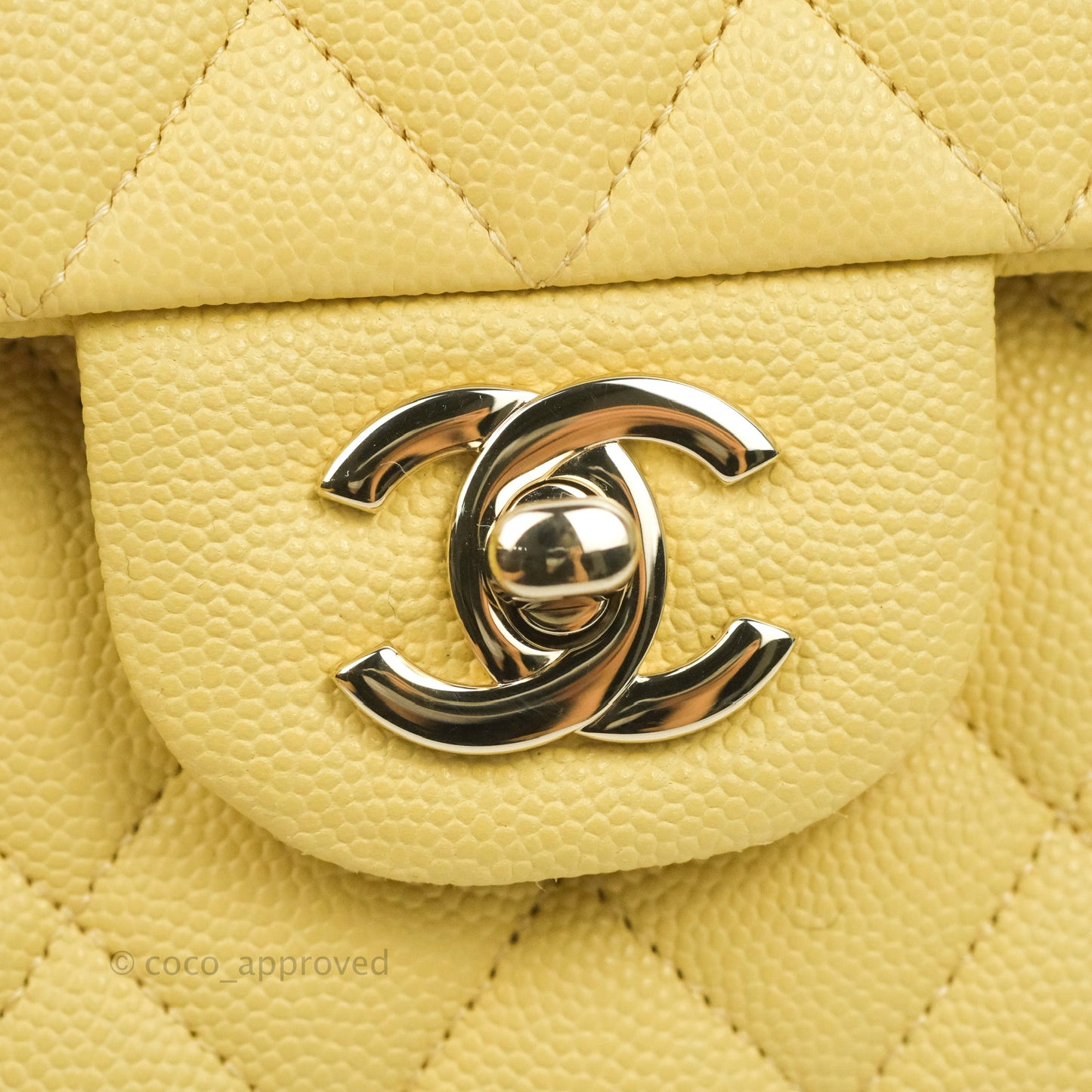 Chanel Classic Small S/M Quilted Flap Yellow Caviar Gold Hardware