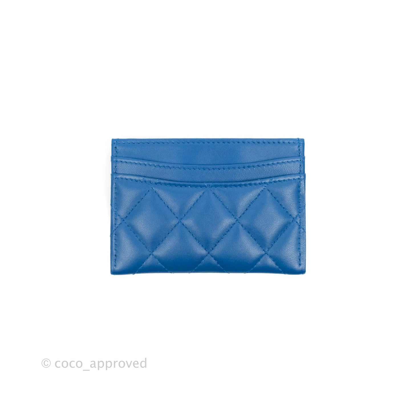 Chanel CC Card Holder Blue Lambskin Rainbow Hardware