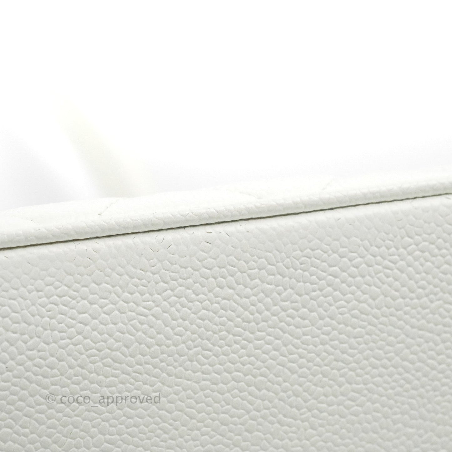 Chanel Vintage Medallion CC White Caviar Tote Bag Gold Hardware