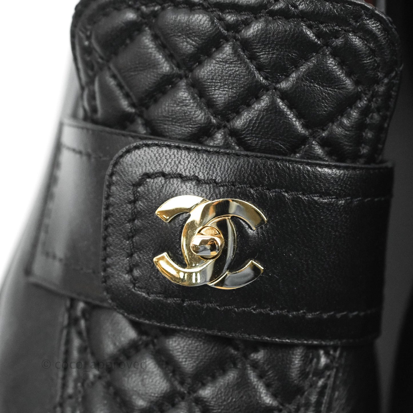 Chanel CC Turnlock Loafers Quilted Black Calfskin Gold Hardware Size 40