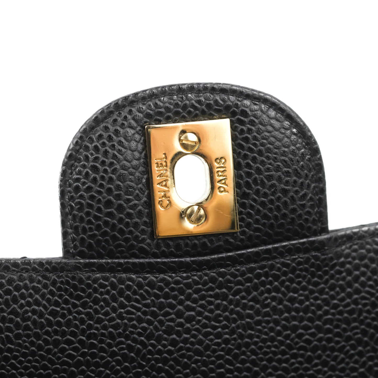 Chanel Quilted Classic M/L Medium Flap Black Caviar Gold Hardware
