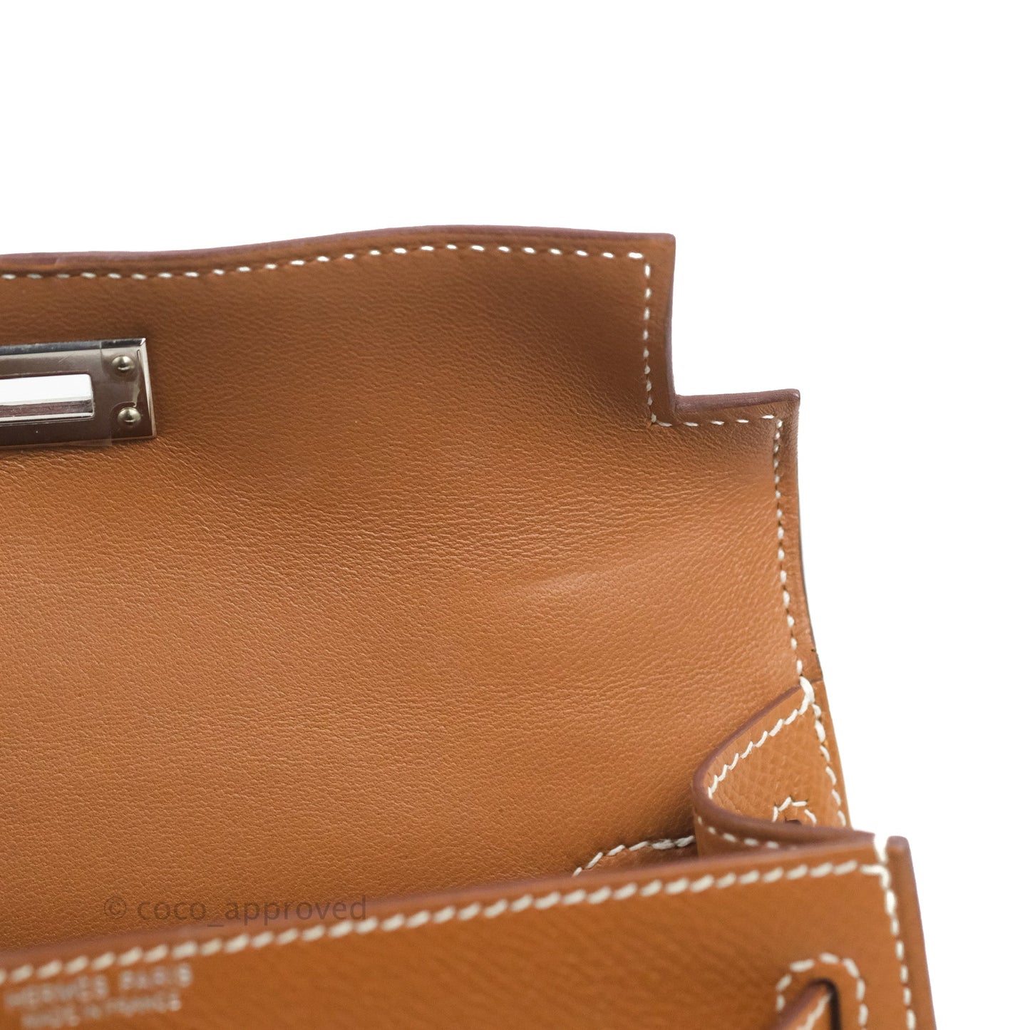 Hermès Mini Kelly II Sellier Gold Epsom Palladium Hardware