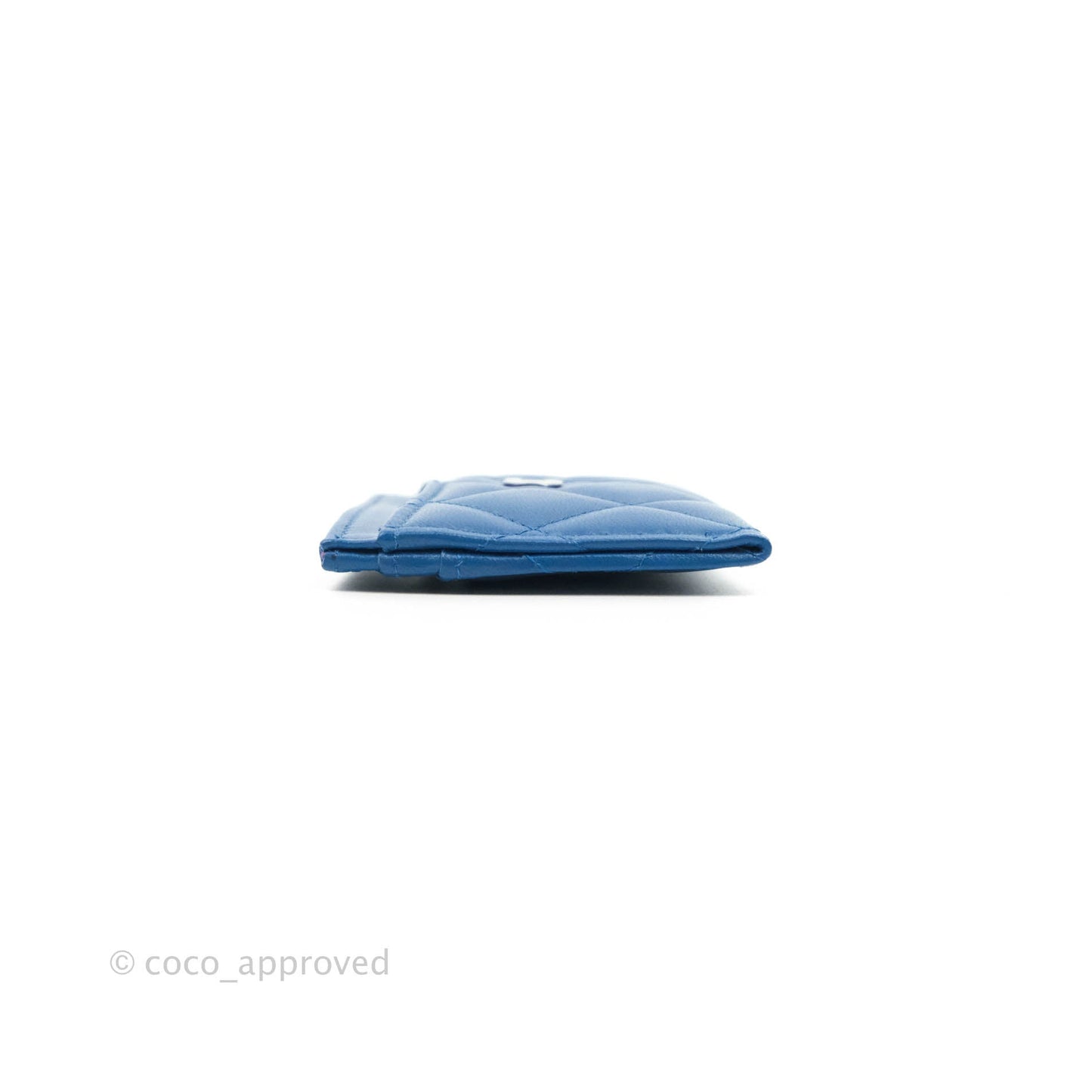 Chanel CC Card Holder Blue Lambskin Rainbow Hardware