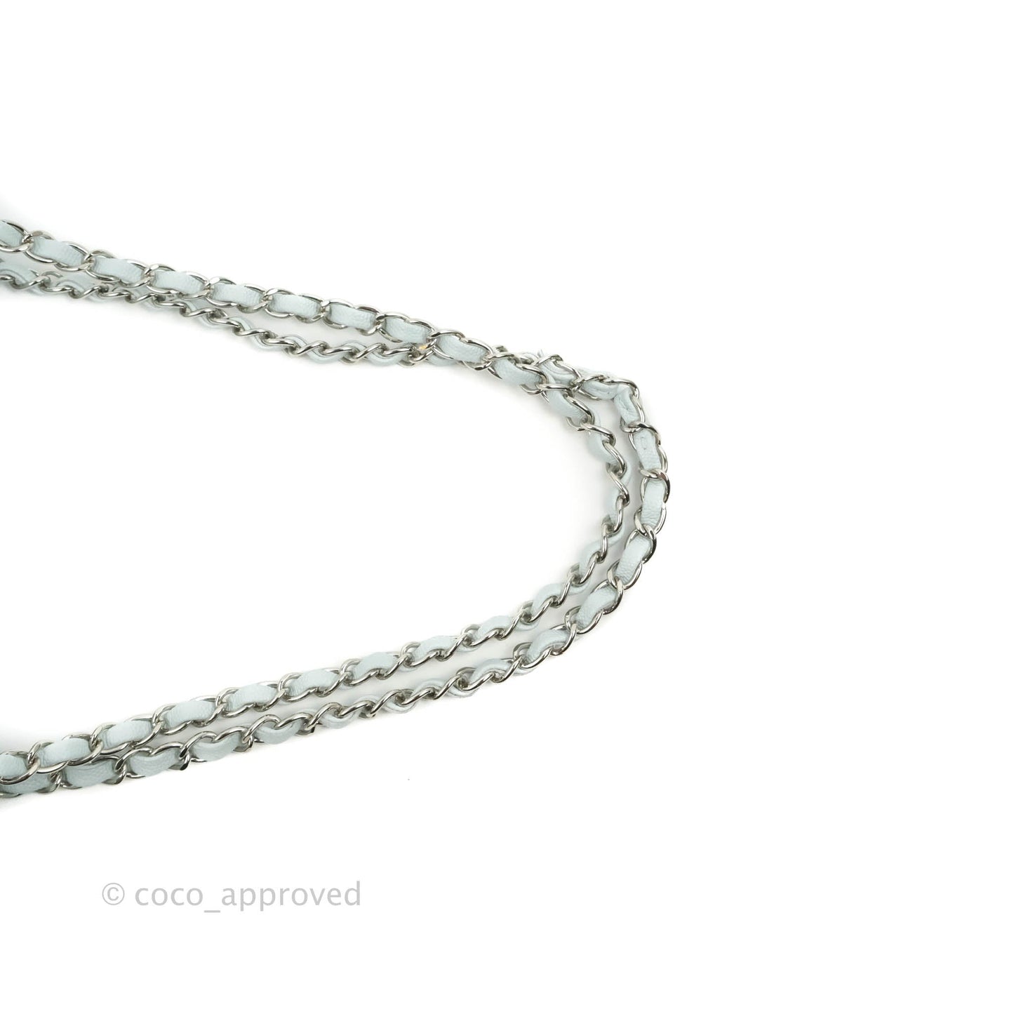 Chanel Quilted Classic M/L Medium Flap Light Blue Caviar Silver Hardware