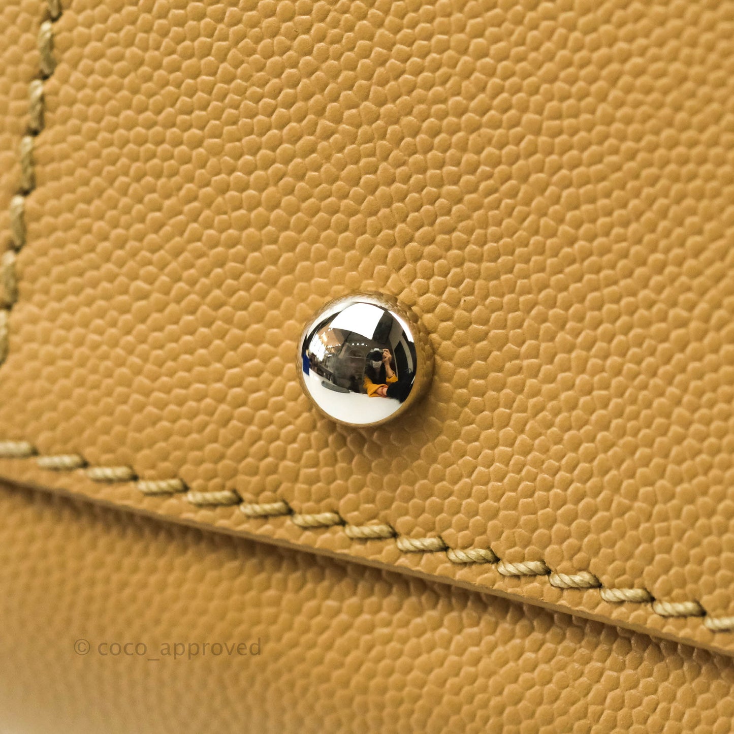 Chanel Small Studded Deauville Tote Beige Caviar Silver Hardware