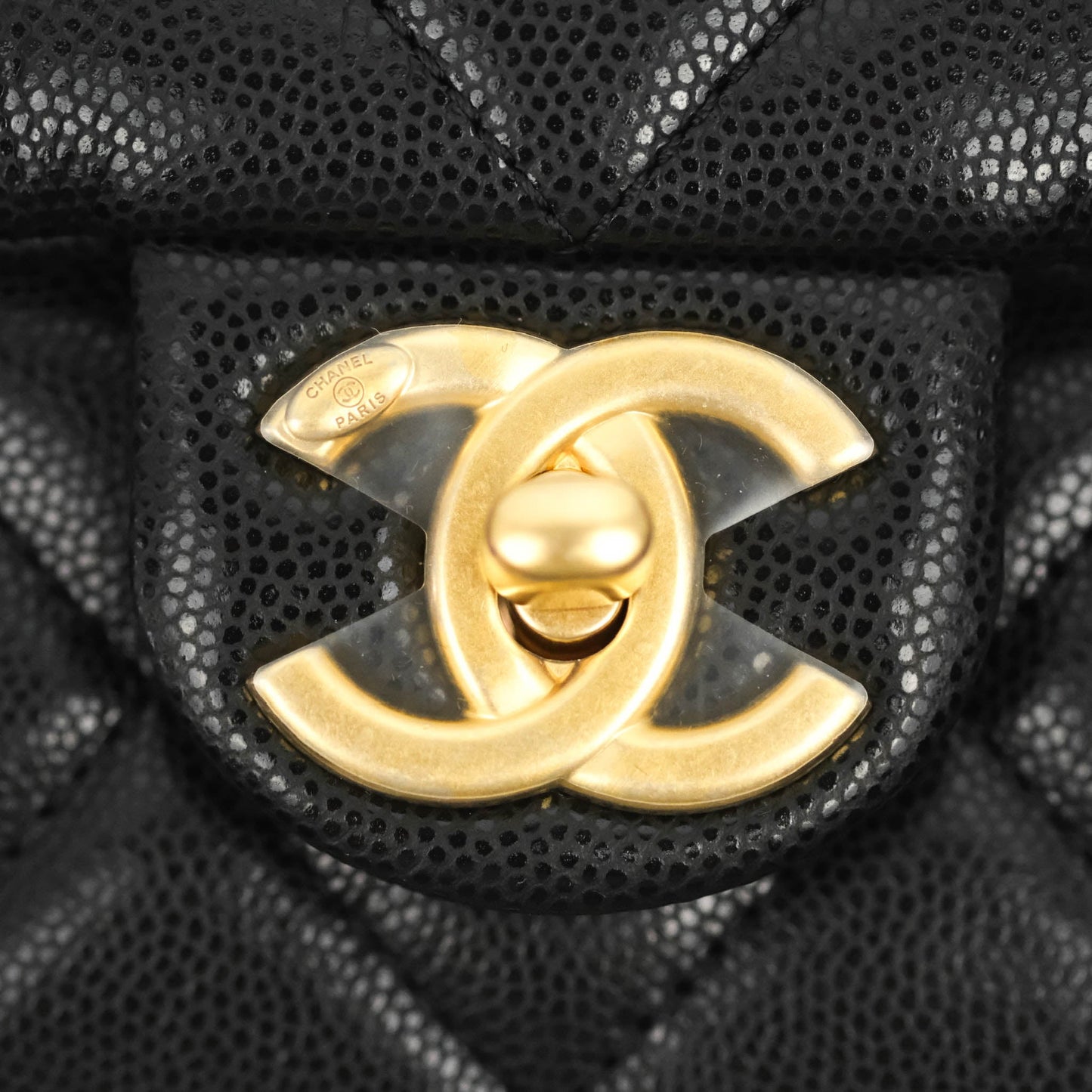 Chanel Small Flap with Coin Charm Black Caviar Aged Gold Hardware 22A