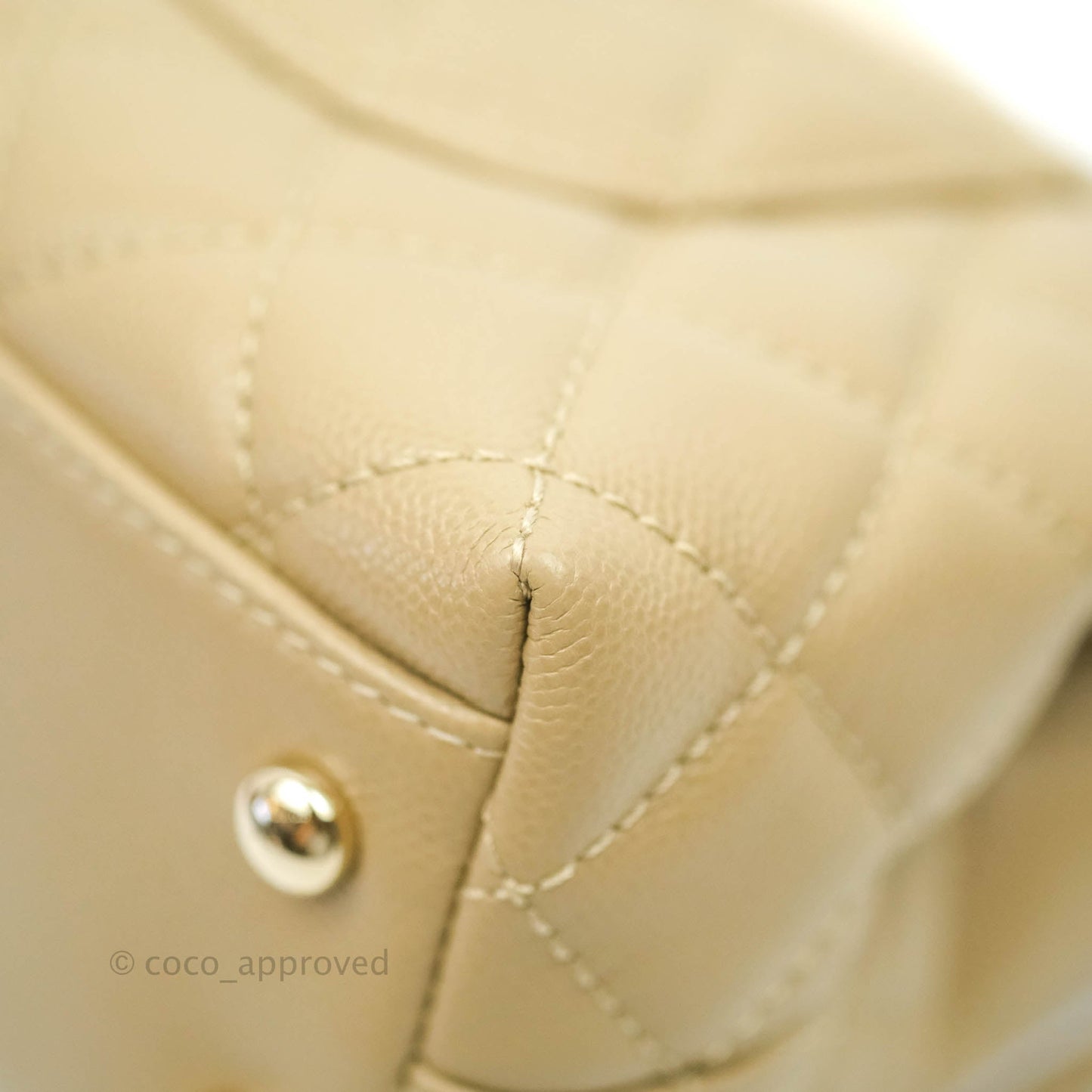 Chanel Mini Beige Coco Handle Quilted Caviar Gold Hardware Embossed Lizard Handle 21A