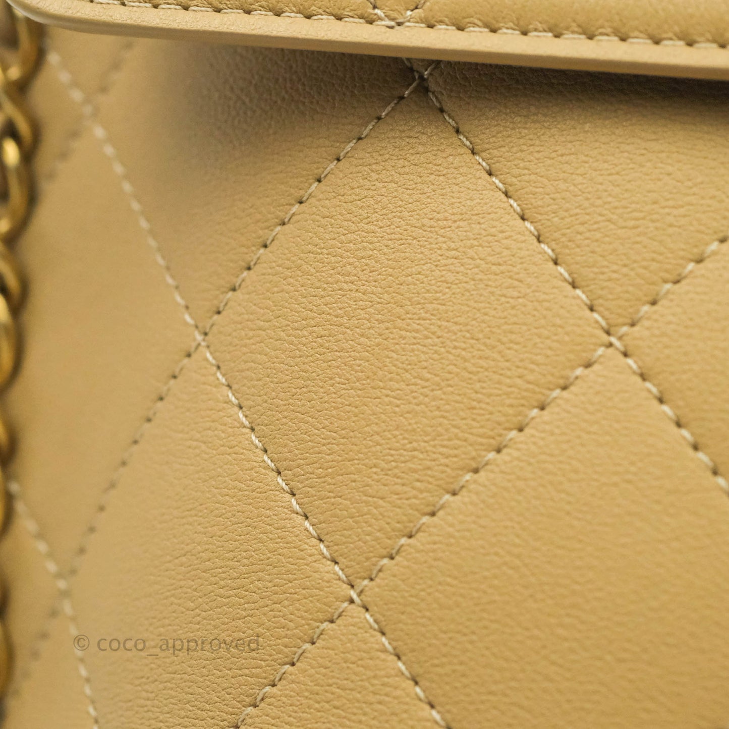 Chanel Small Hobo Bag Beige Calfskin Aged Gold Hardware