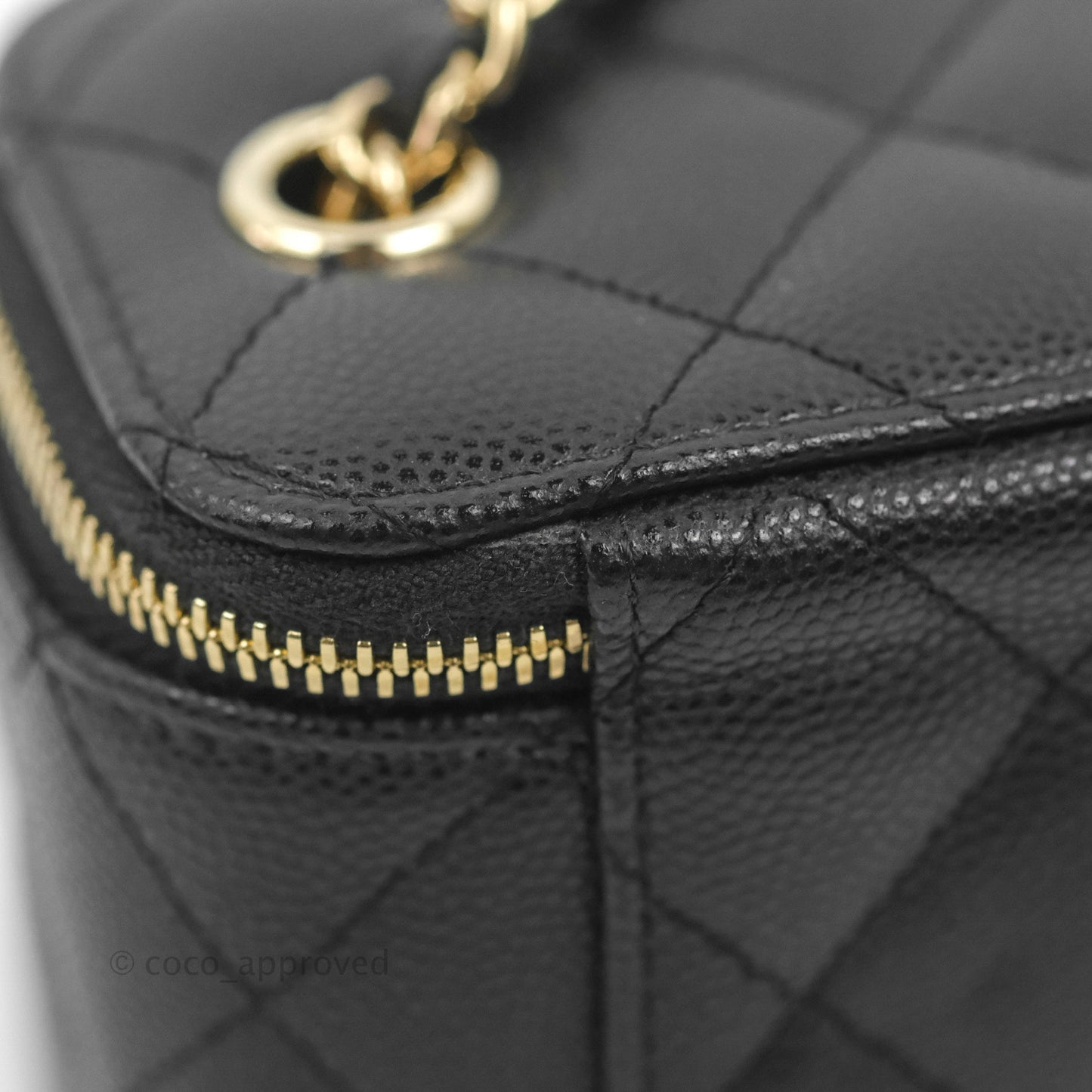 Chanel Mini Vanity With Chain Black Caviar Gold Hardware
