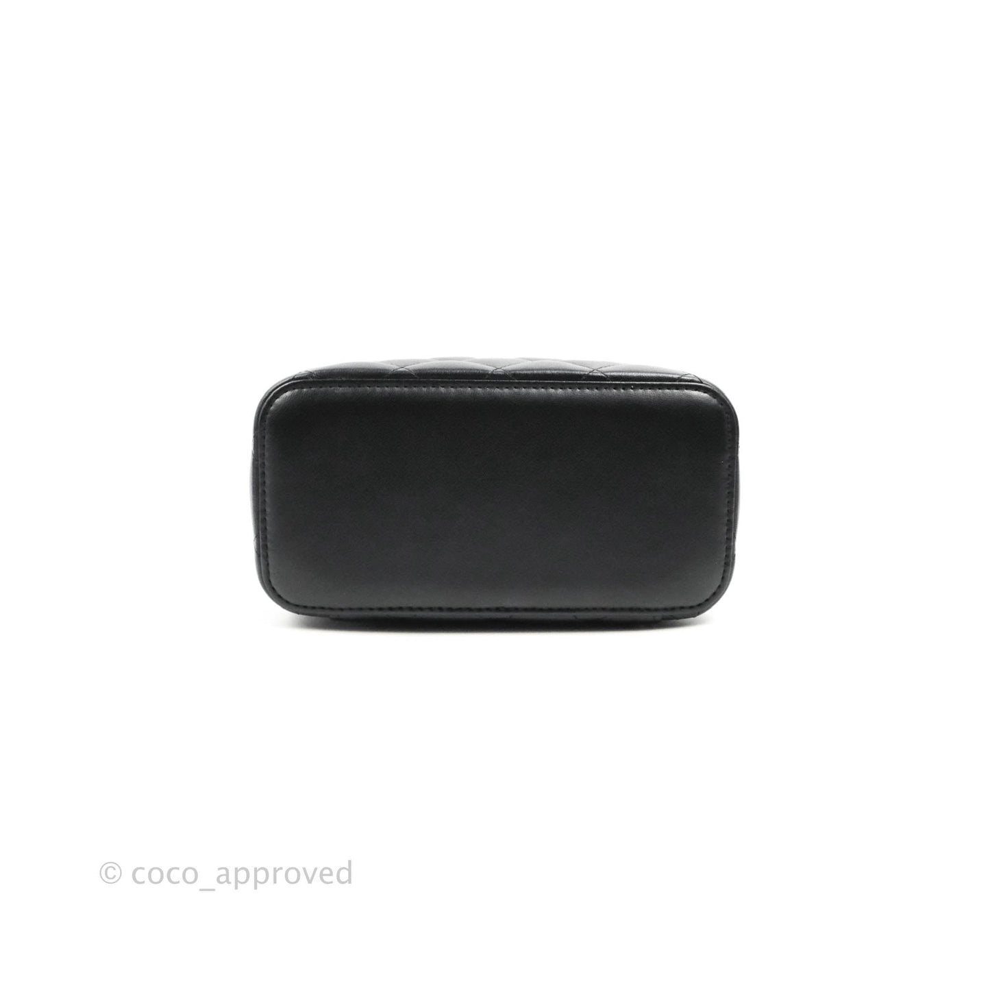 Chanel Vanity Rectangular Top Handle Black Lambskin Gold Hardware