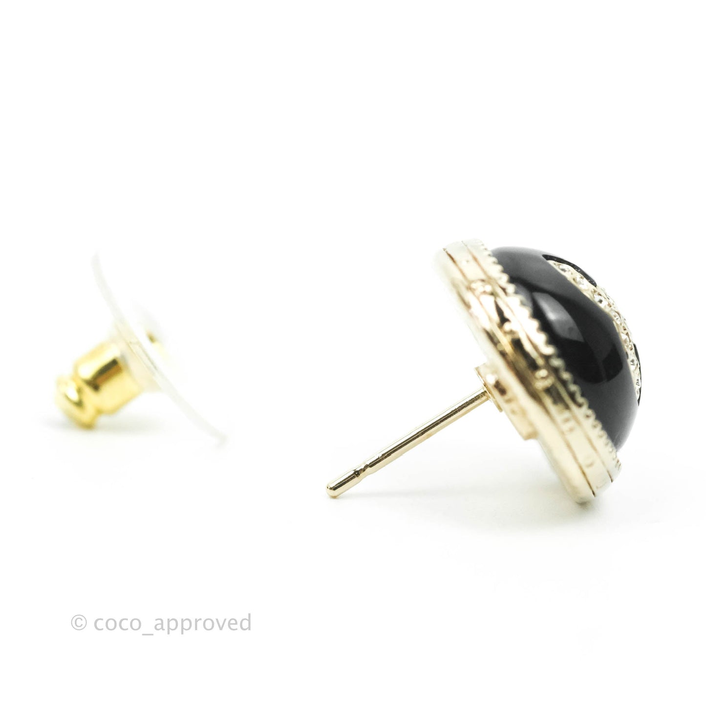Chanel CC Crystal Black Round Earring 22C