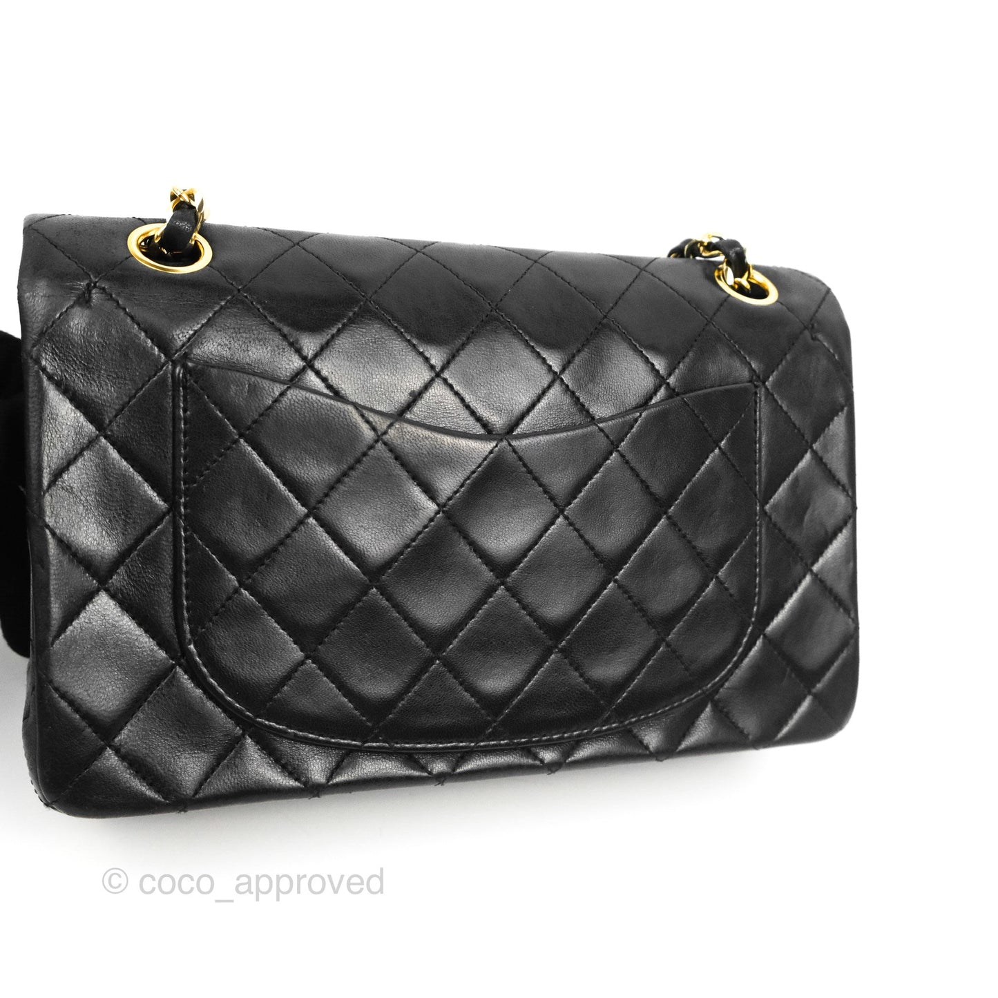 Chanel Classic Vintage Double Flap M/L Black Lambskin Gold Hardware