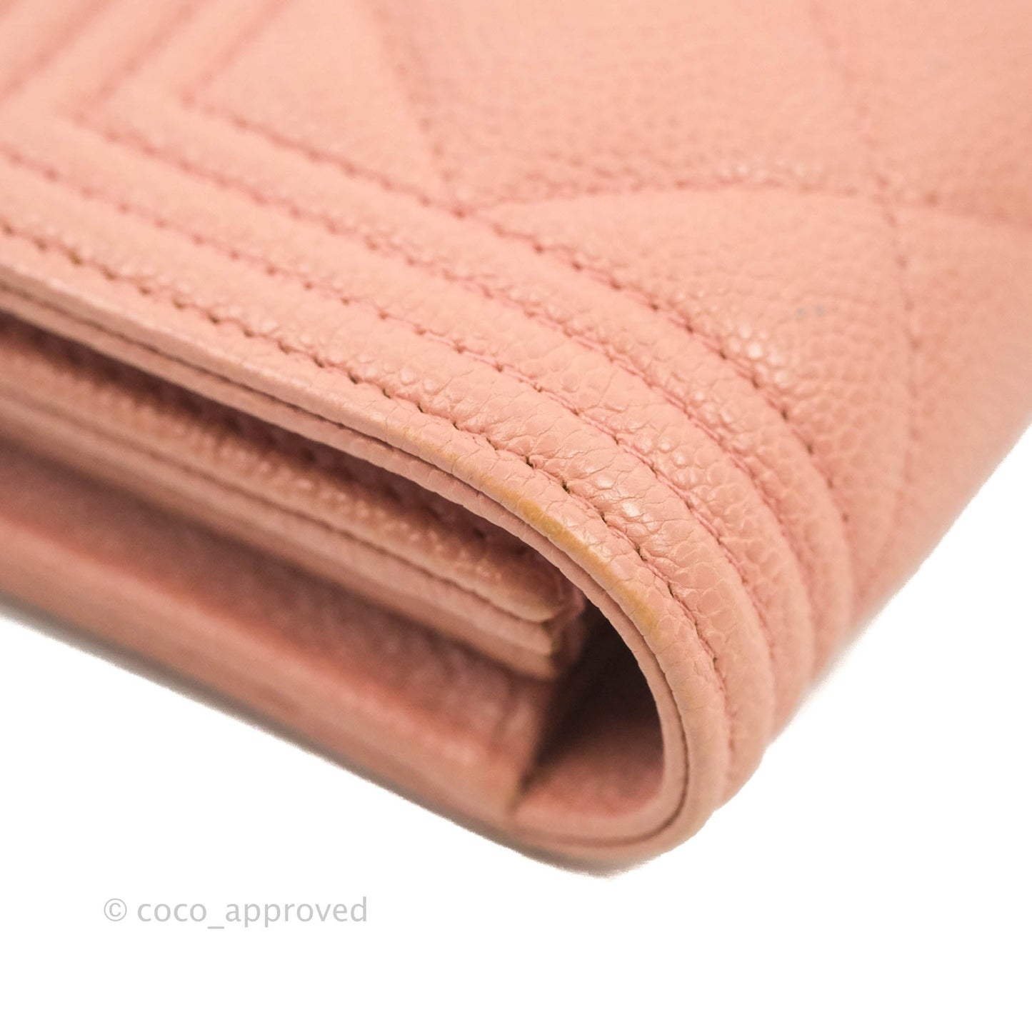 Chanel Quilted Boy Flap Long Wallet Pink Caviar Aged Gold Hardware