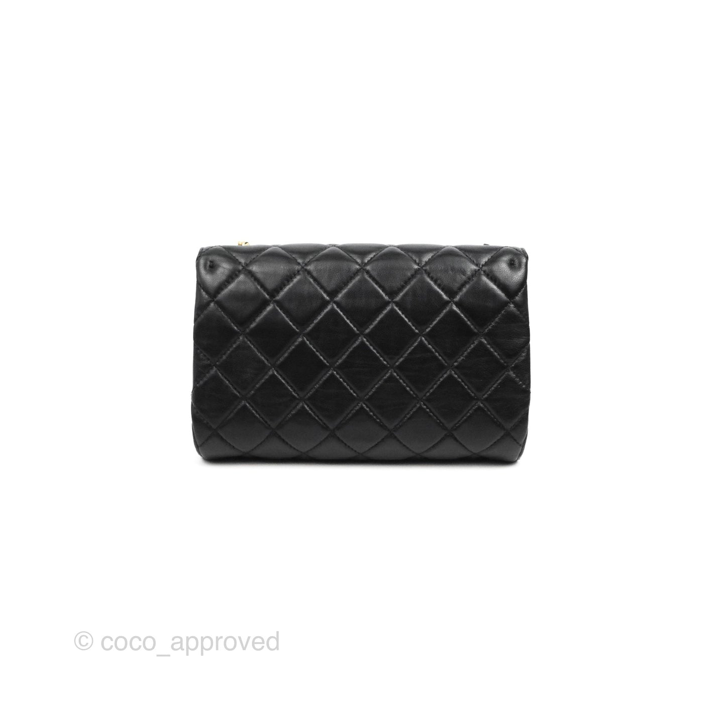 Chanel Flap Bag Black Lambskin Aged Gold Hardware