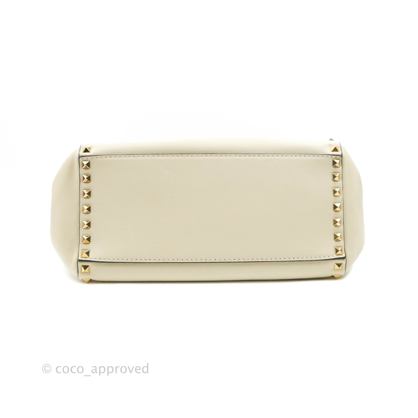 Valentino Garavani Rockstud Mini Trapeze Shoulder Bag White Calfskin Gold Hardware