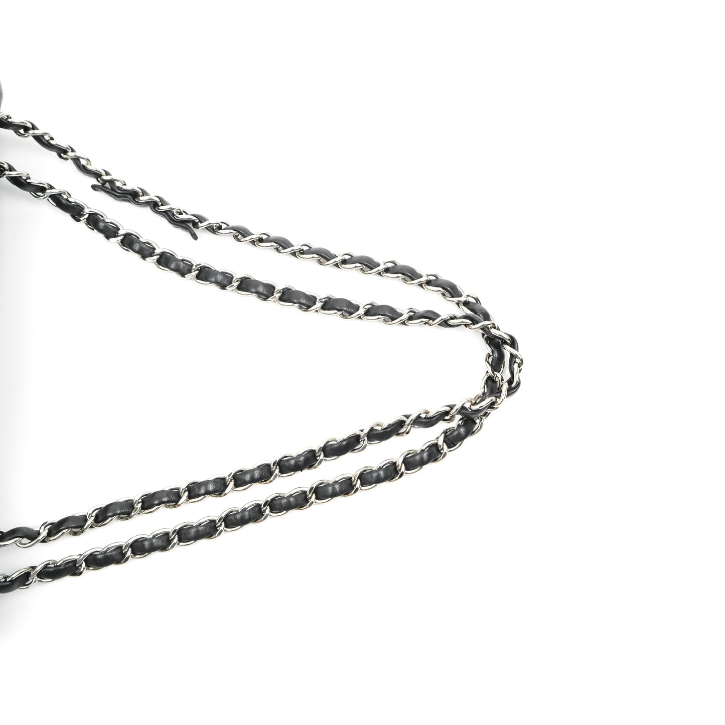 Chanel Surpique Chevron Medium Flap Black Silver Hardware