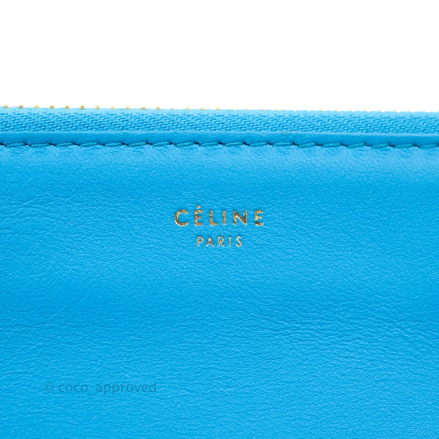 Celine Large Trio Crossbody Bag Sky Blue Lambskin Gold Hardware