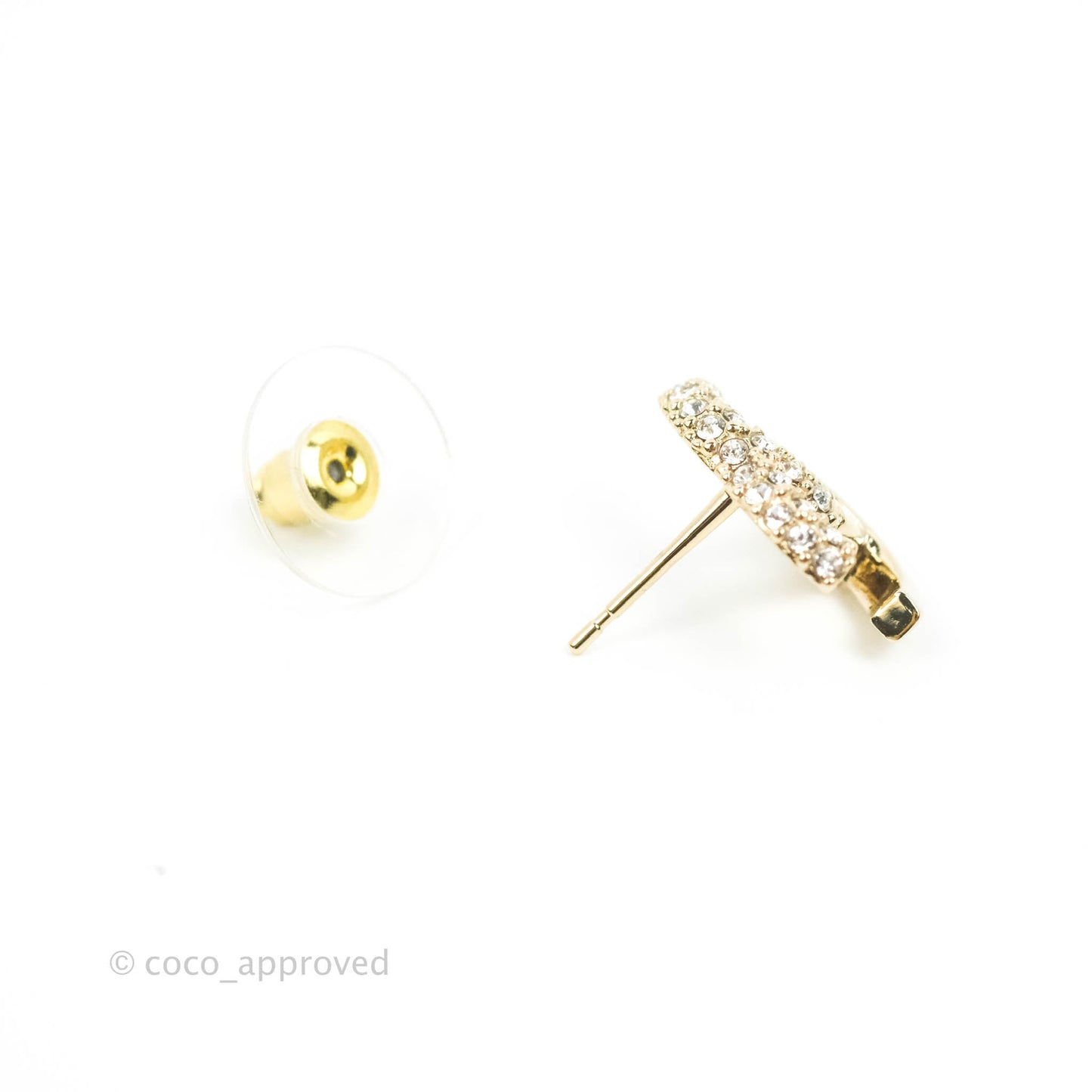 Chanel CC Crystal Earrings Gold Tone 22K