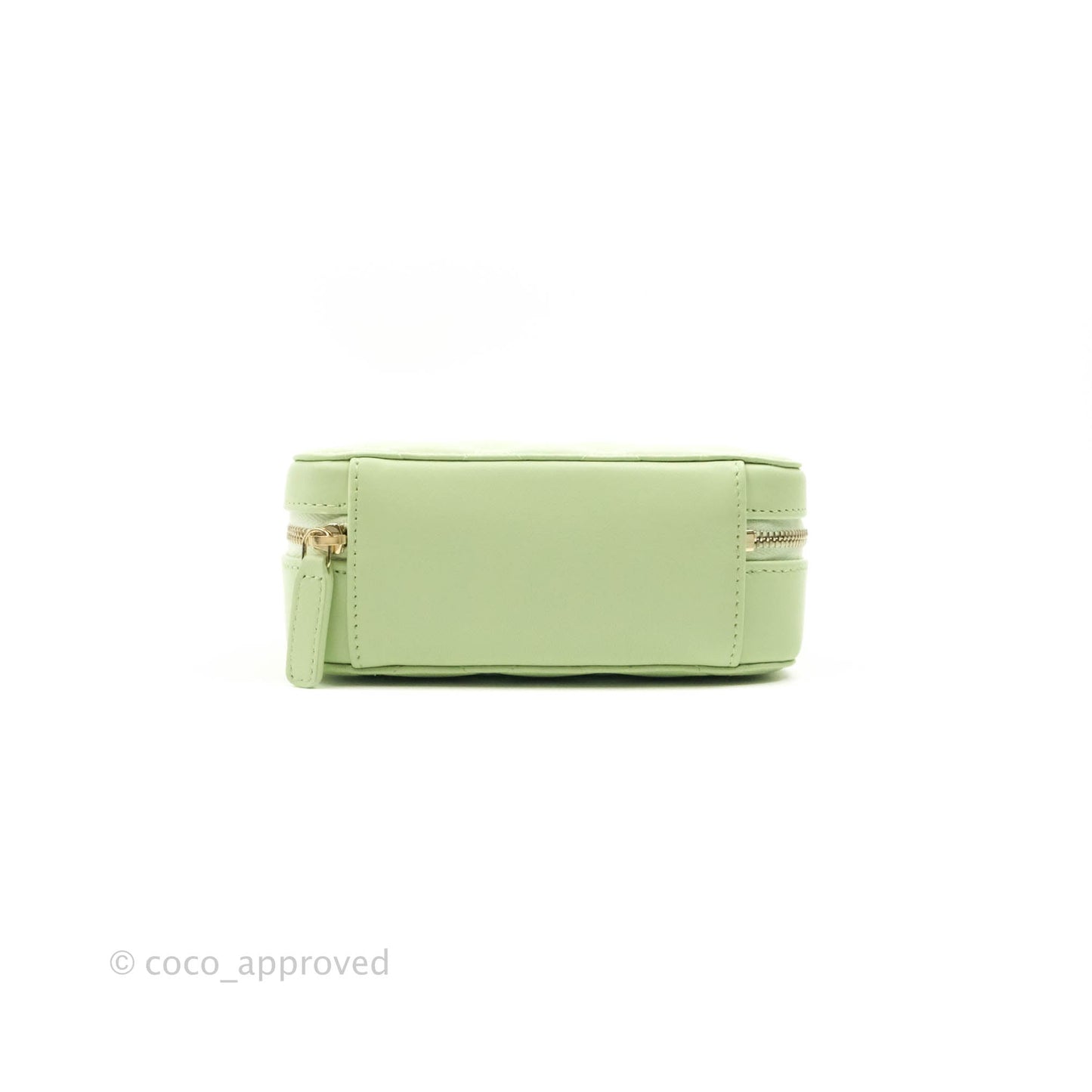 Chanel Mini Pearl Crush Quilted Camera Case Pastel Green Lambskin Aged Gold Hardware