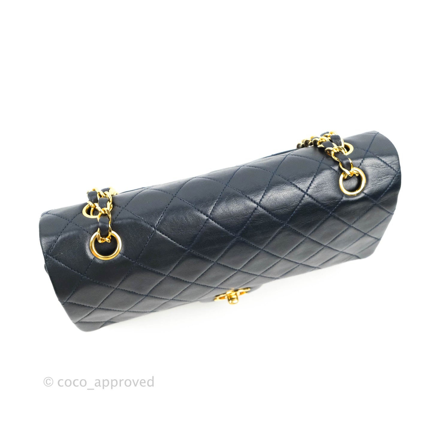 Chanel Classic Vintage Medium M/L Flap Navy Lambskin 24K Gold Hardware