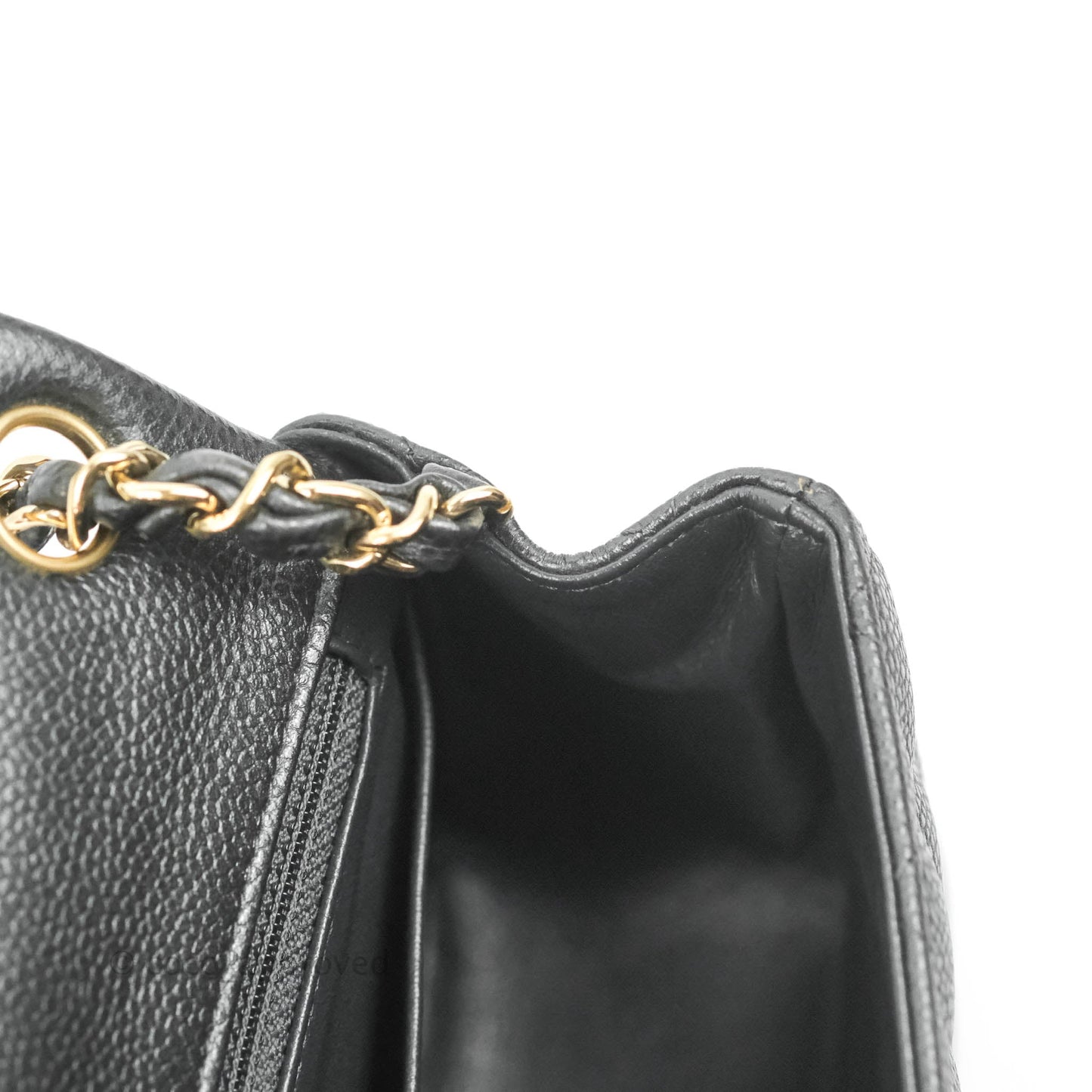 Chanel Quilted Mini Square Flap Bag Pearly Black Caviar Gold Hardware