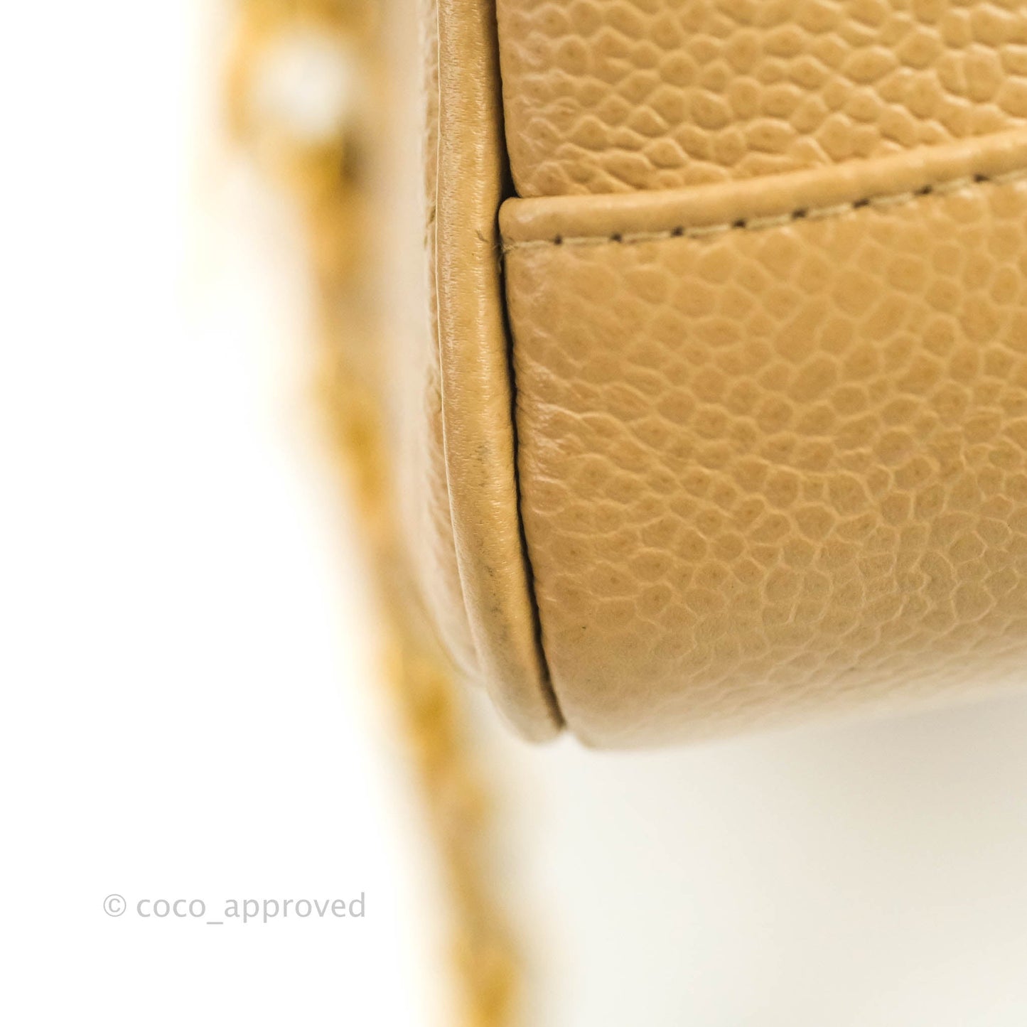 Chanel Vintage CC Quilted Tote Dark Beige Caviar 24K Gold Hardware