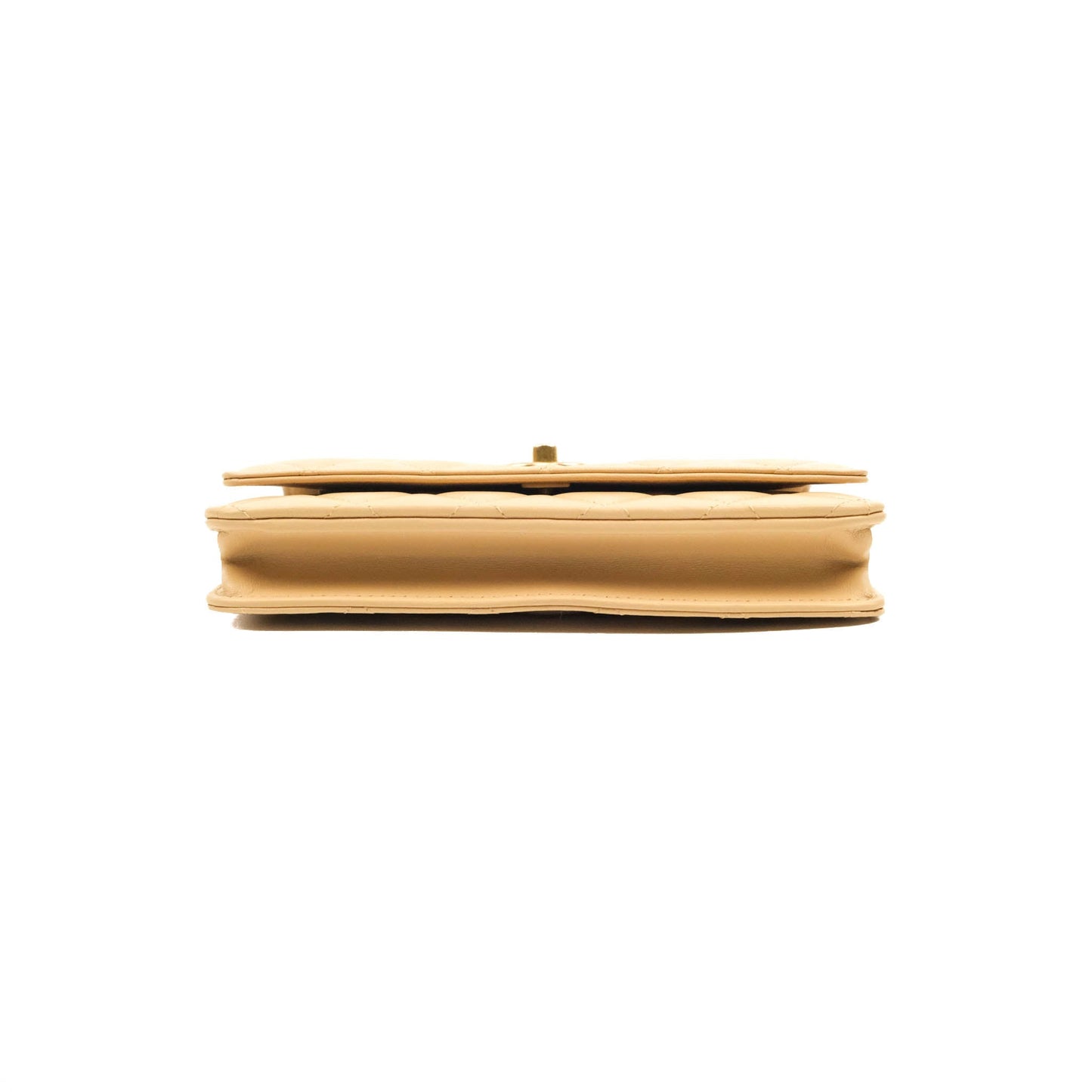 Chanel Quilted Pearl Crush Wallet on Chain WOC Beige Lambskin Aged Gold Hardware