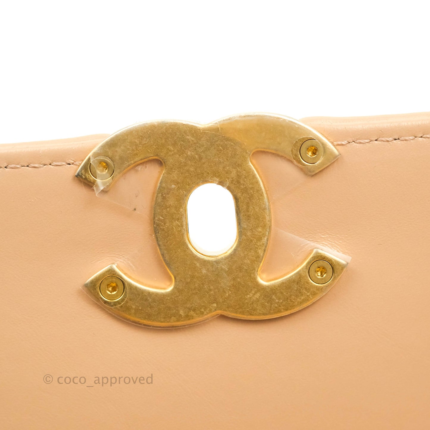 Chanel Quilted Perfect Fit Adjustable Beige Calfskin Gold Hardware 21A